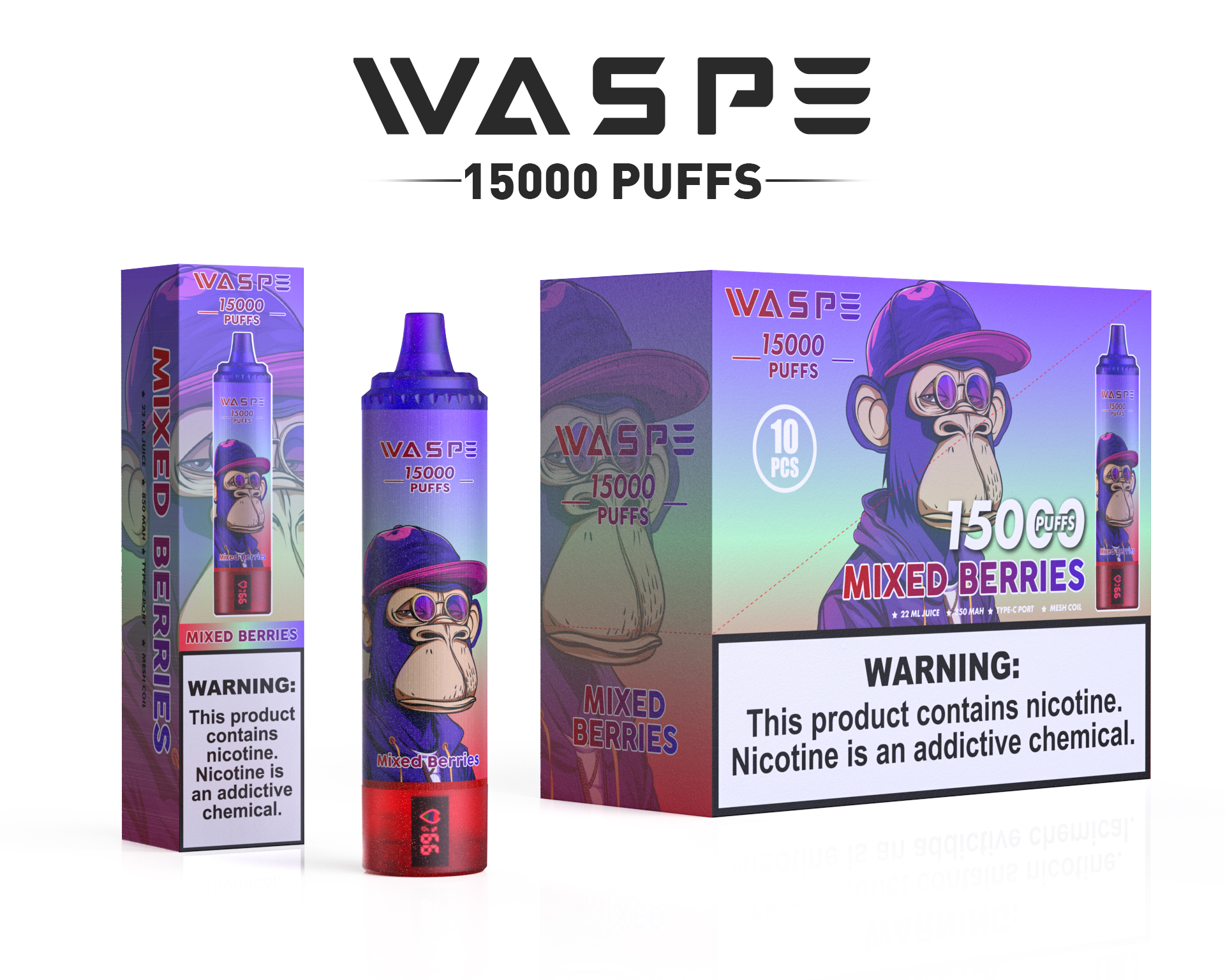 WASPE 15000 Puffs Original LED Display Edition Disposable Vape Pen - Image 12