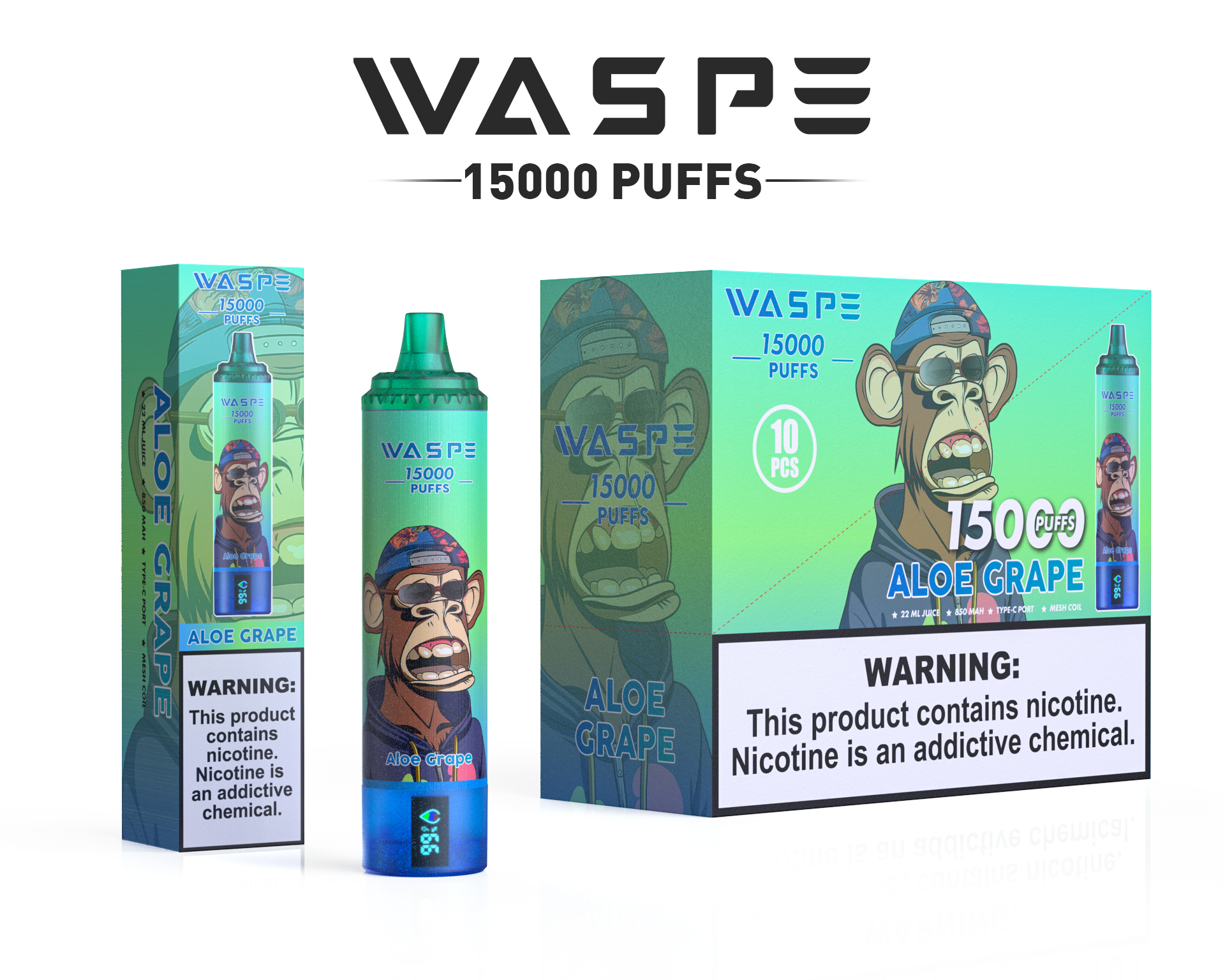 WASPE 15000 Puffs Original LED Display Edition Disposable Vape Pen - Image 7