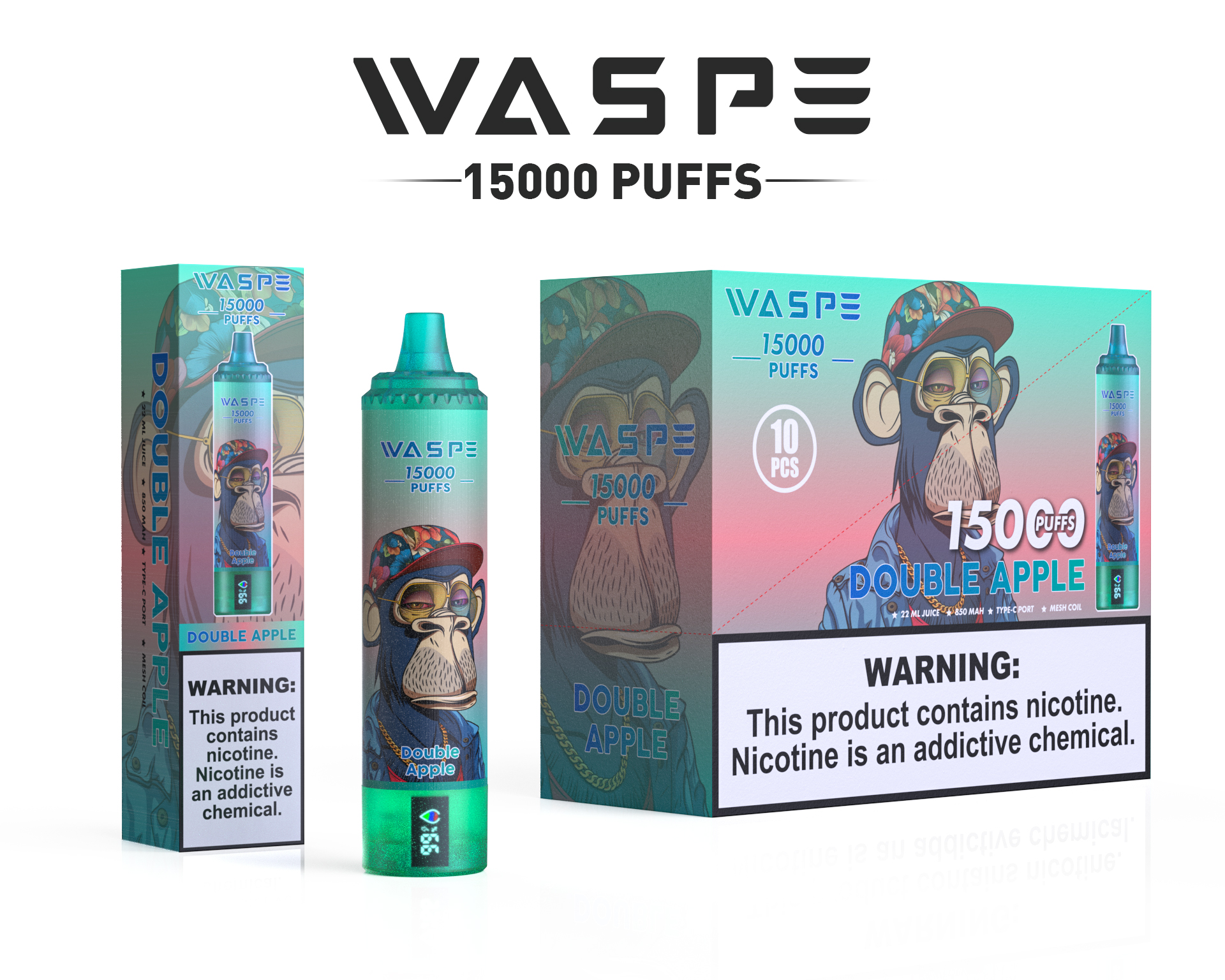 WASPE 15000 Puffs Original LED Display Edition Disposable Vape Pen - Image 6