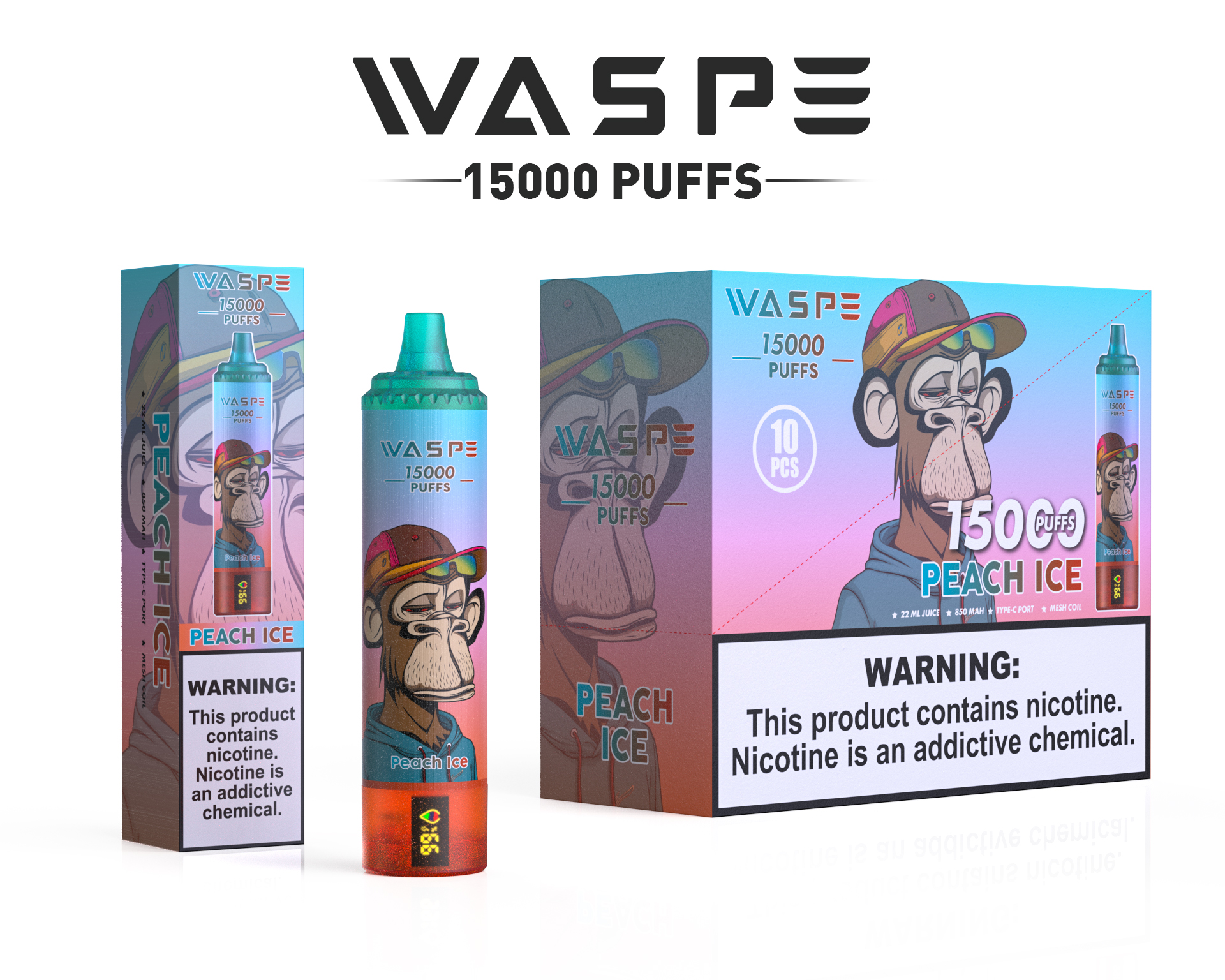 WASPE 15000 Puffs Original LED Display Edition Disposable Vape Pen - Image 5