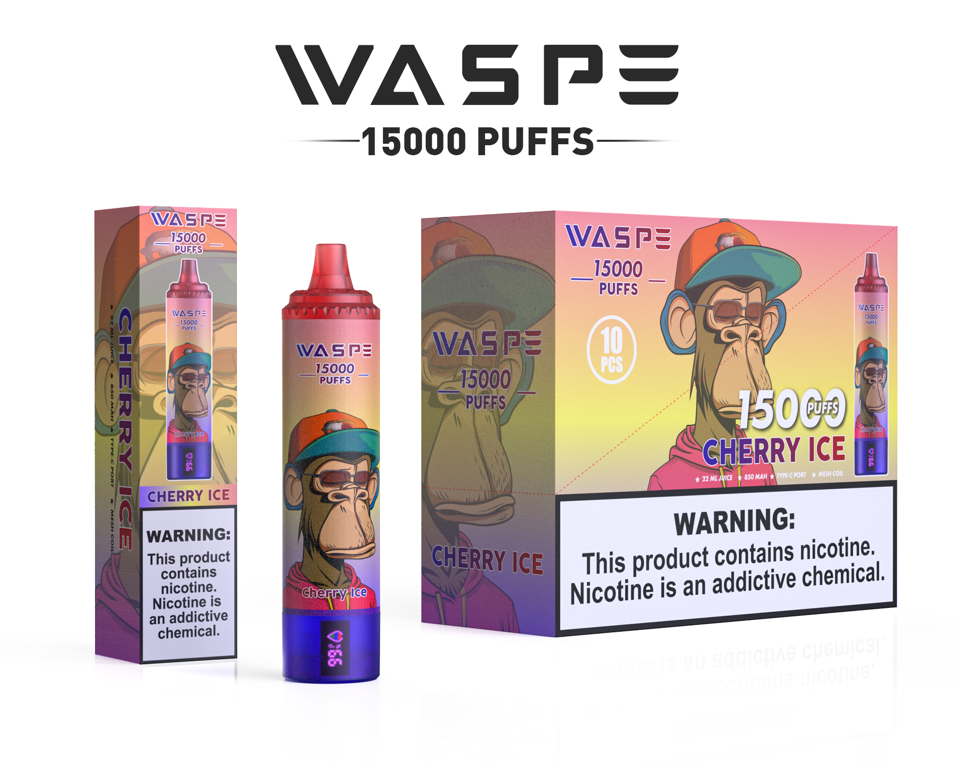WASPE 15000 Puffs Original LED Display Edition Disposable Vape Pen - Image 3