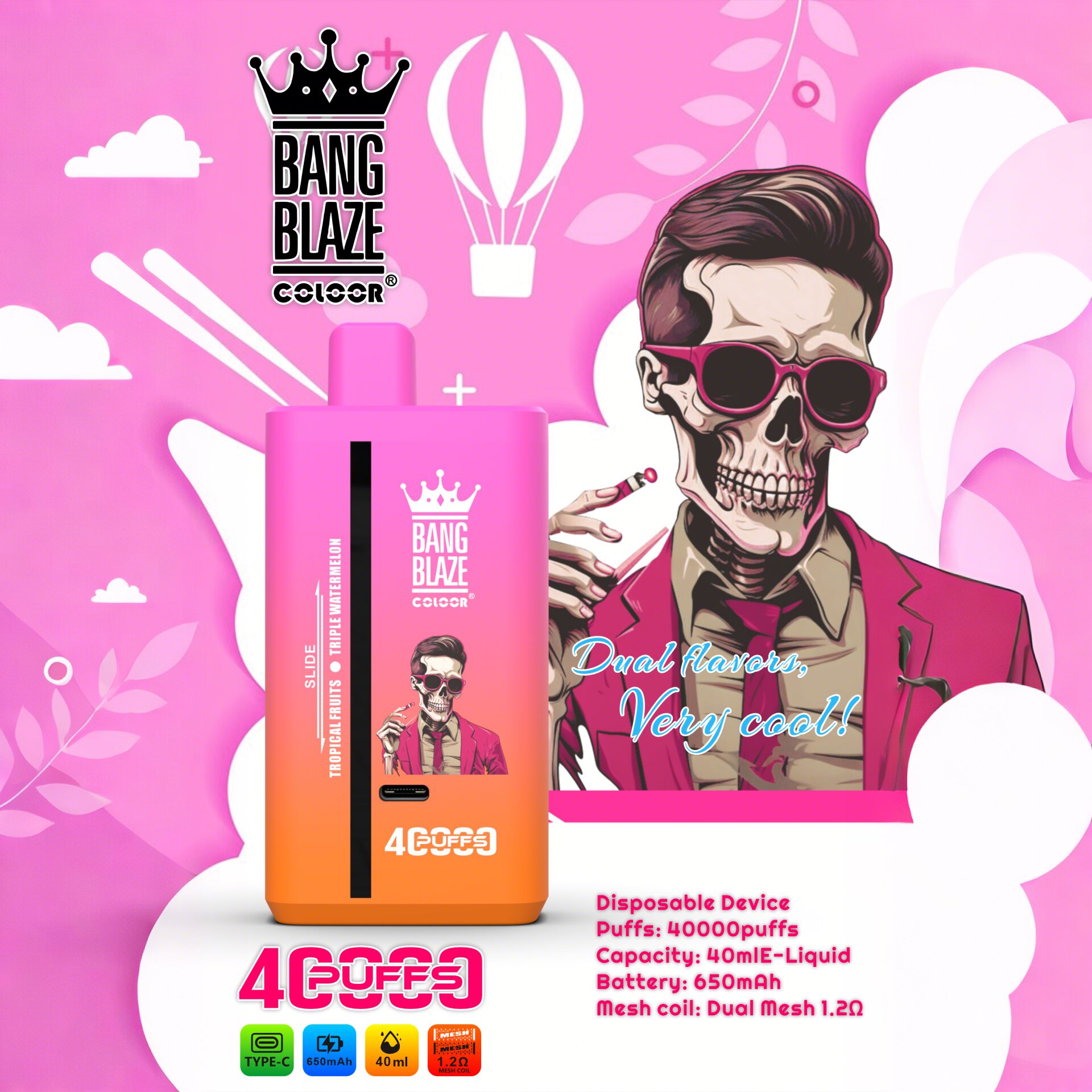 Bang Blaze 40000 40K Puffs 2% 3% 5% Nicotine Double Taste Disposable Vape - Image 2