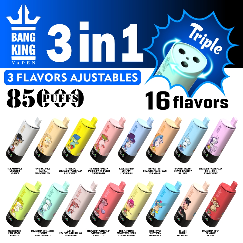 Bang King 85000 85k Puffs 3 in 1 Flavors Newest Original Rechargeable LCD Display Disposable Vape - Image 2