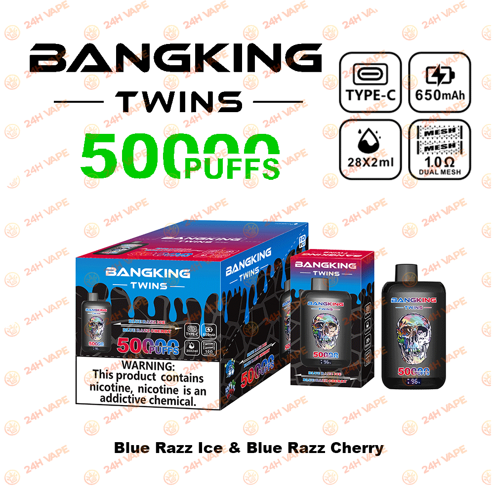 Bang King Twins 50000 50K Puffs 2% 3% 5% Nicotine Double Taste LED Display Disposable Vape - Image 2