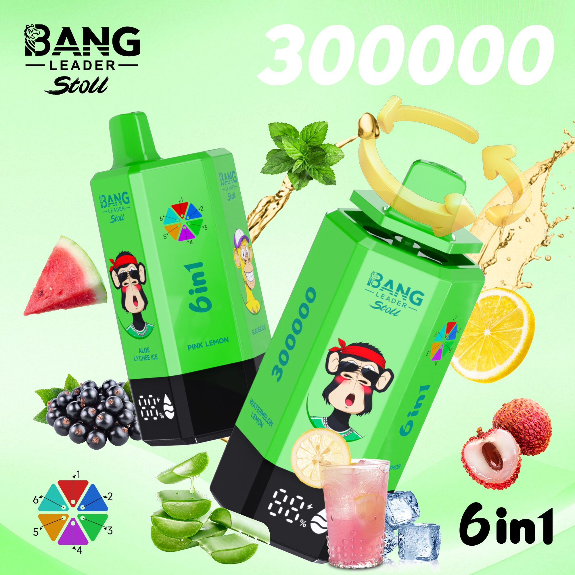 Bang Leader 300K 300000 Puffs 6-in-1 Flavors Rechargeable LED Display Disposable Vape - Image 14