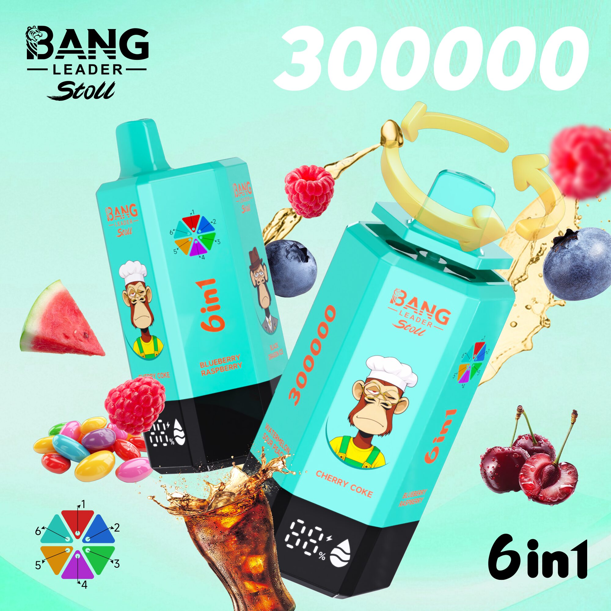 Bang Leader 300K 300000 Puffs 6-in-1 Flavors Rechargeable LED Display Disposable Vape - Image 13