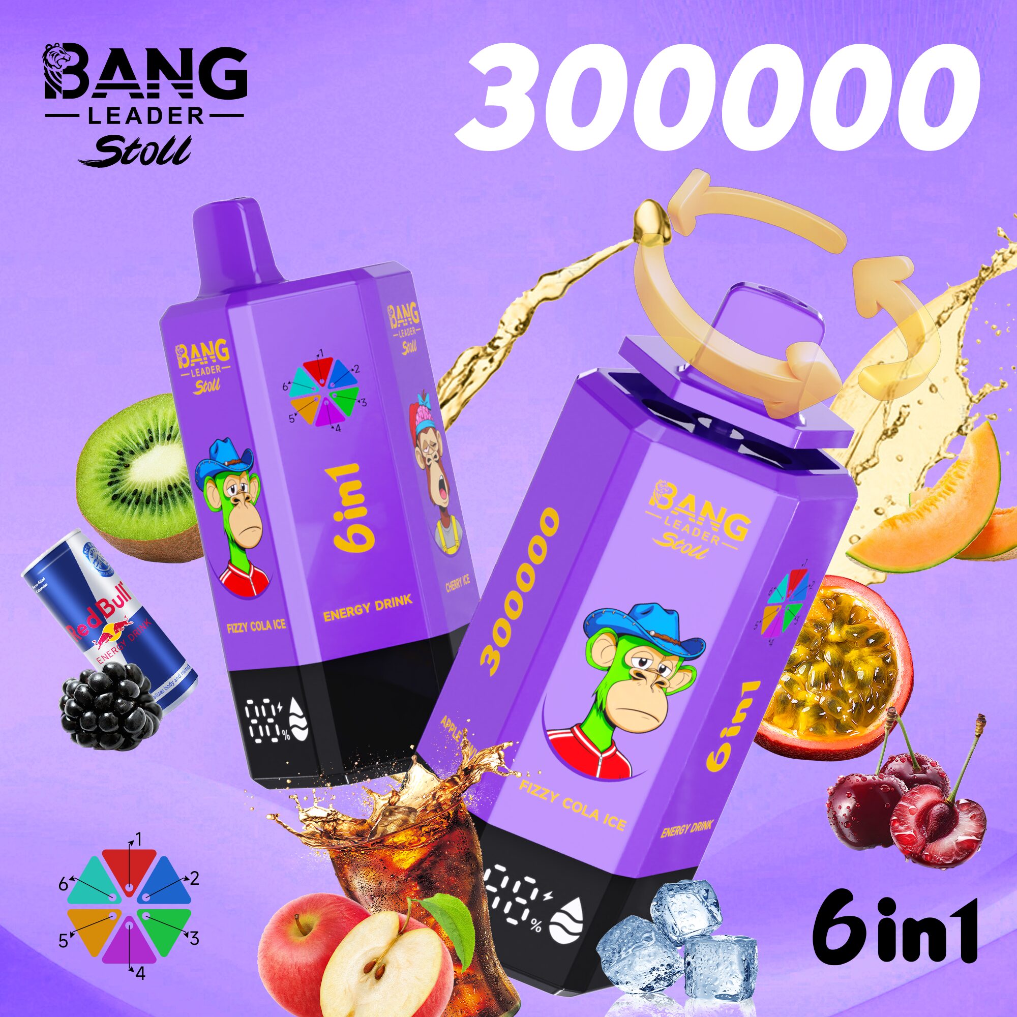 Bang Leader 300K 300000 Puffs 6-in-1 Flavors Rechargeable LED Display Disposable Vape - Image 12