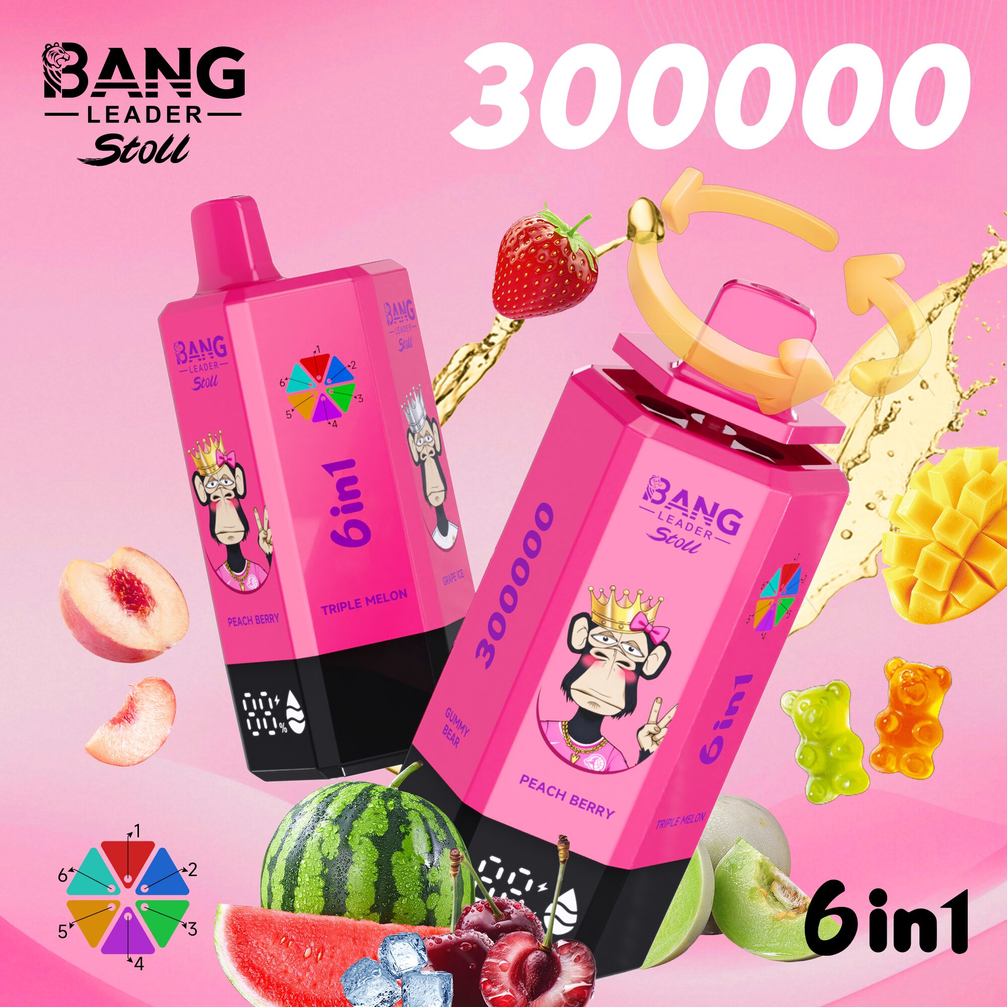 Bang Leader 300K 300000 Puffs 6-in-1 Flavors Rechargeable LED Display Disposable Vape - Image 10