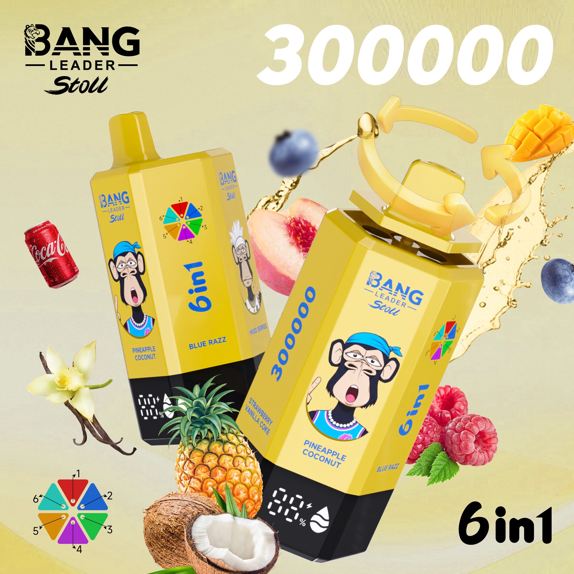 Bang Leader 300K 300000 Puffs 6-in-1 Flavors Rechargeable LED Display Disposable Vape - Image 9