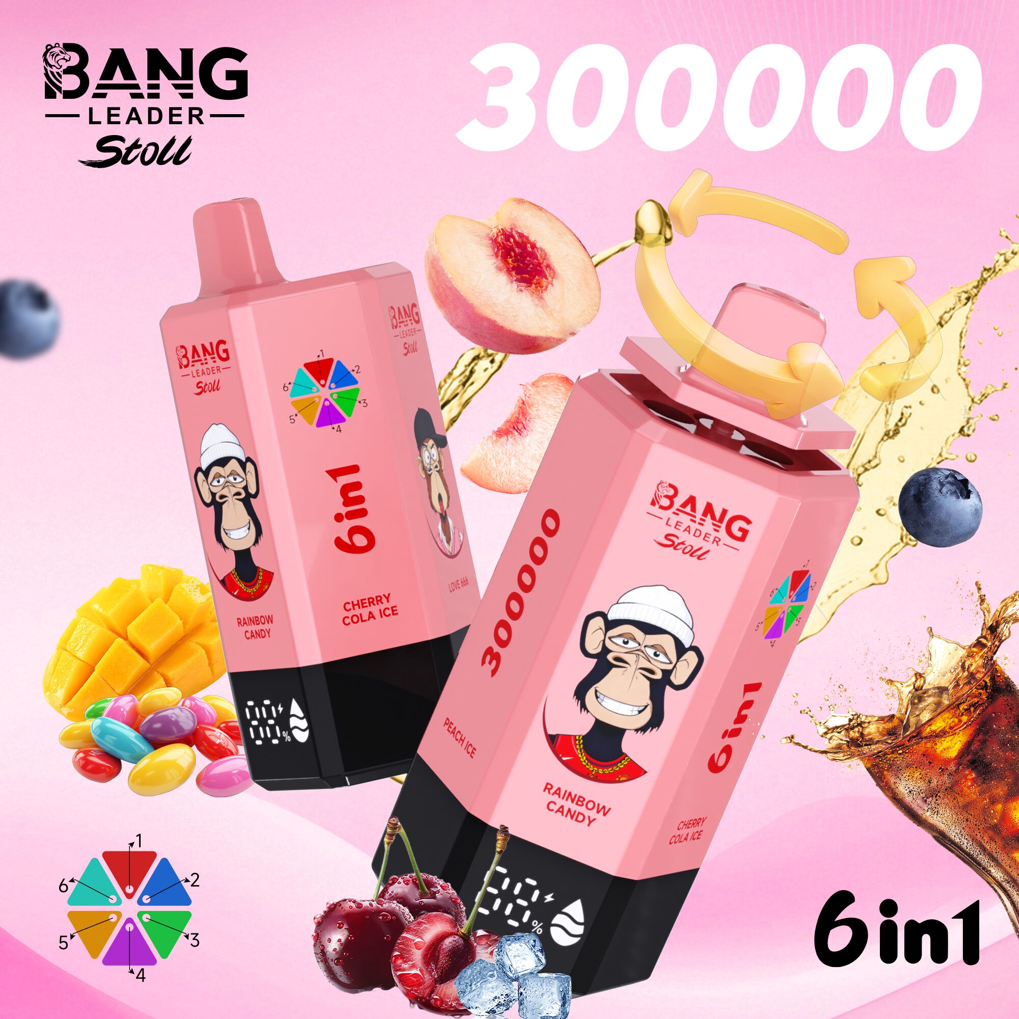 Bang Leader 300K 300000 Puffs 6-in-1 Flavors Rechargeable LED Display Disposable Vape - Image 8