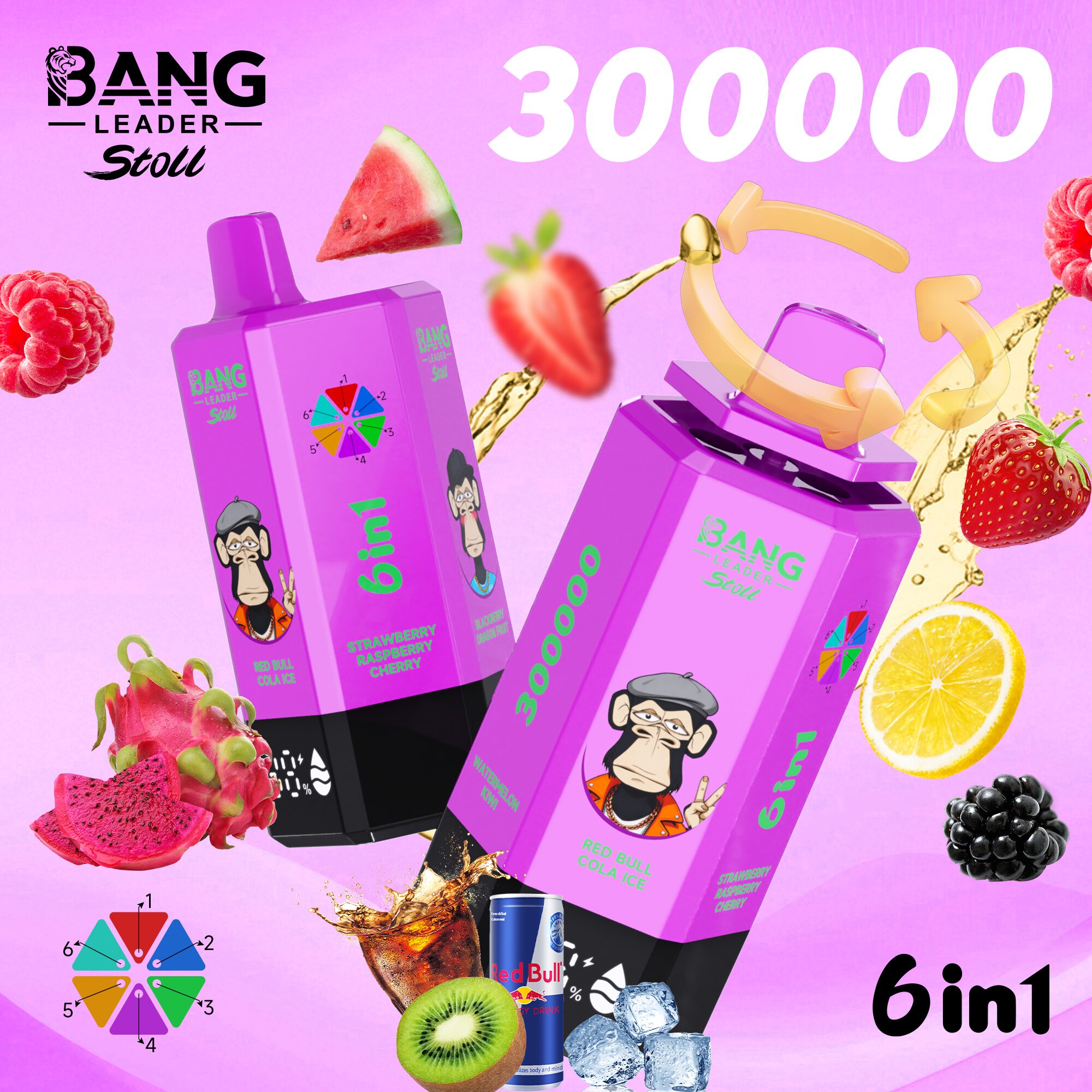 Bang Leader 300K 300000 Puffs 6-in-1 Flavors Rechargeable LED Display Disposable Vape - Image 7