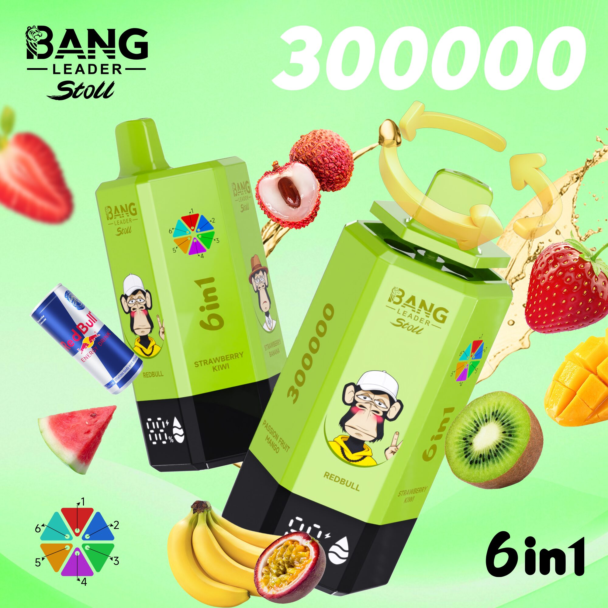 Bang Leader 300K 300000 Puffs 6-in-1 Flavors Rechargeable LED Display Disposable Vape - Image 6