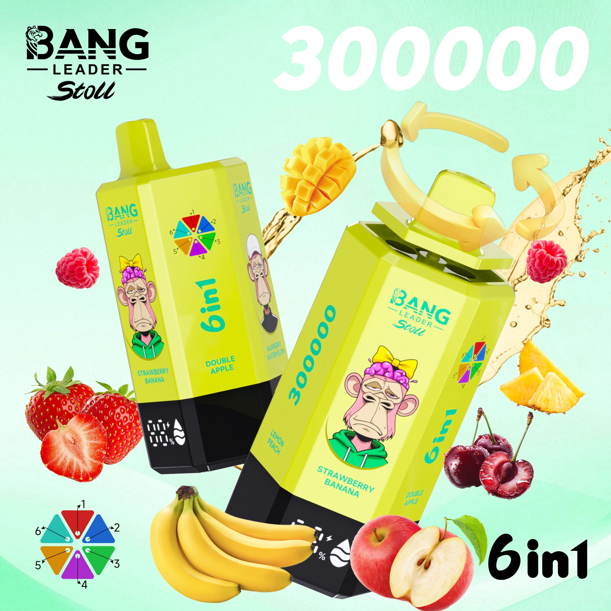 Bang Leader 300K 300000 Puffs 6-in-1 Flavors Rechargeable LED Display Disposable Vape - Image 5
