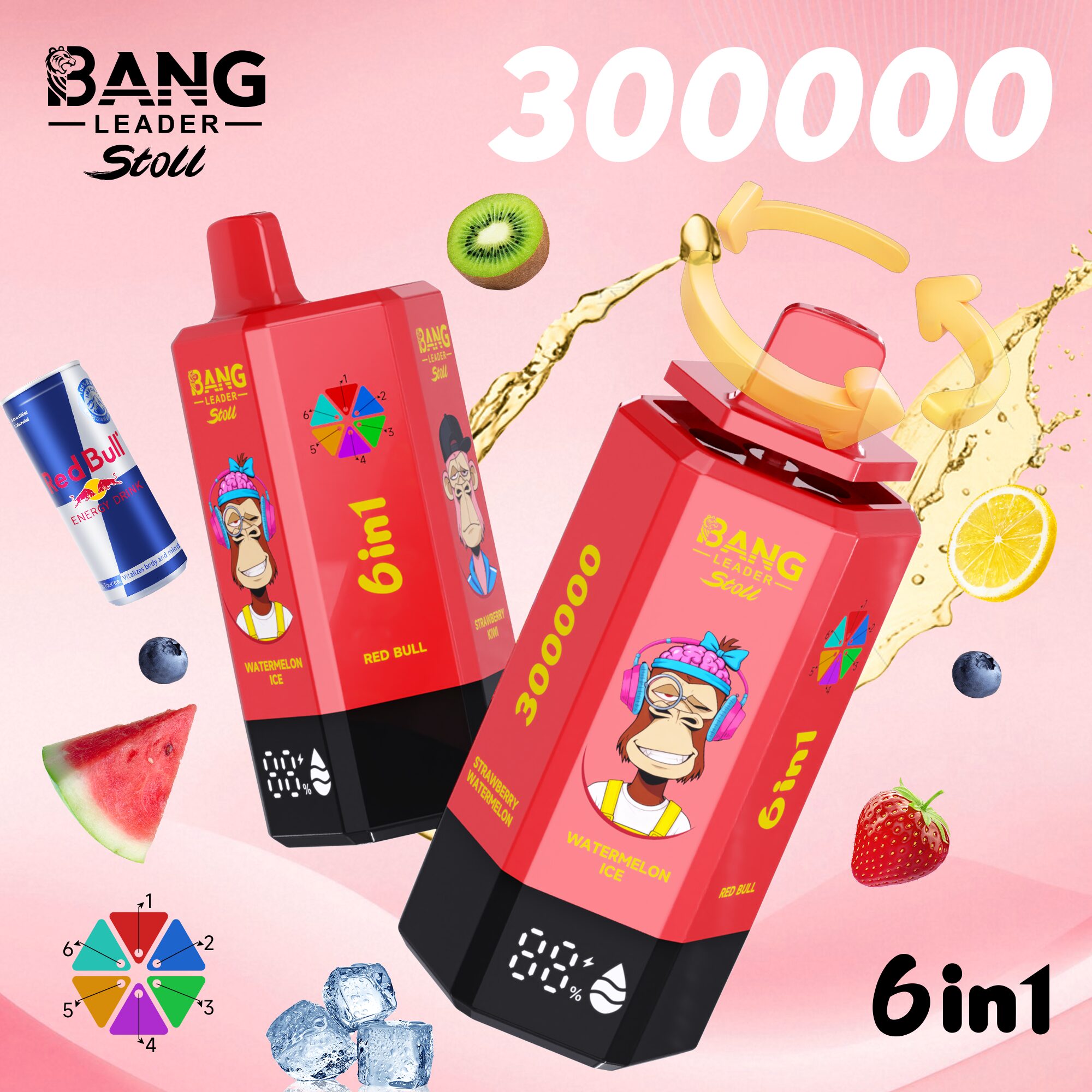 Bang Leader 300K 300000 Puffs 6-in-1 Flavors Rechargeable LED Display Disposable Vape - Image 3