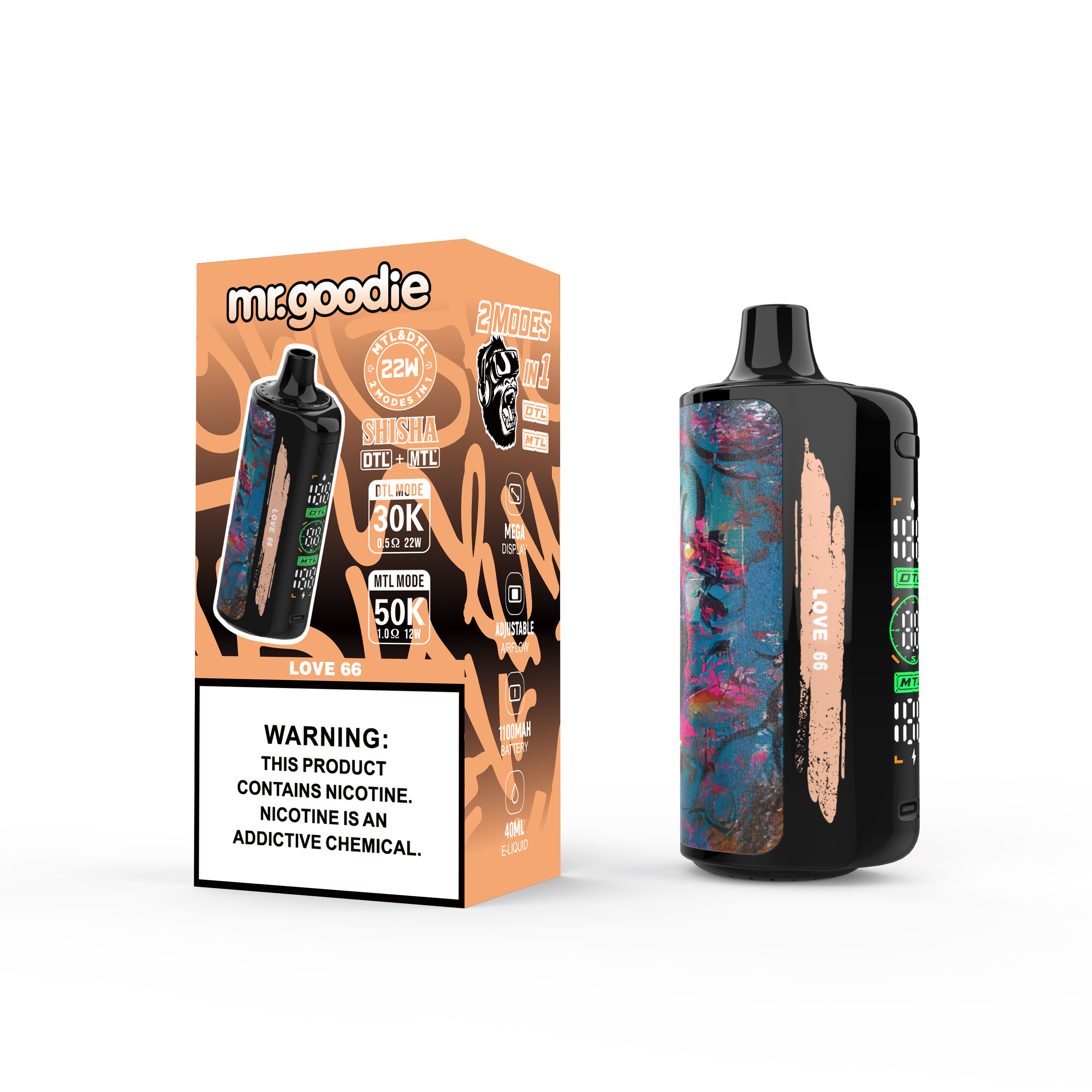 Mr.Goodie Shisha 50000 50K Puffs DTL & MTL LCD Display Disposable Vape - Image 5