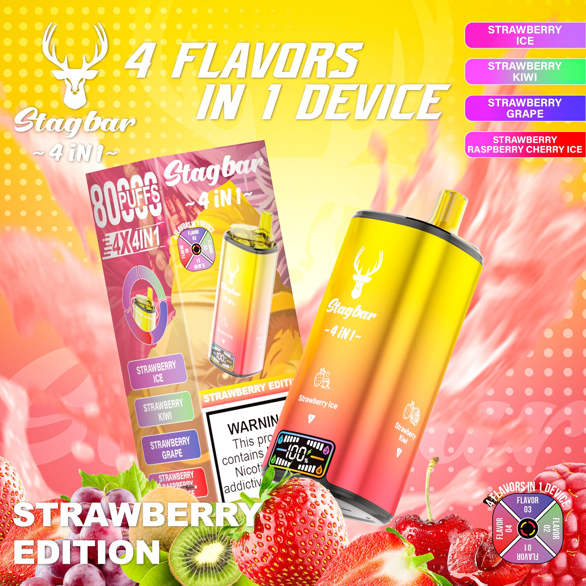 Stag Bar 4in1 80000 80K Puffs Newest Original Rechargeable LCD Display Disposable Vape EU Warehouse - Image 4