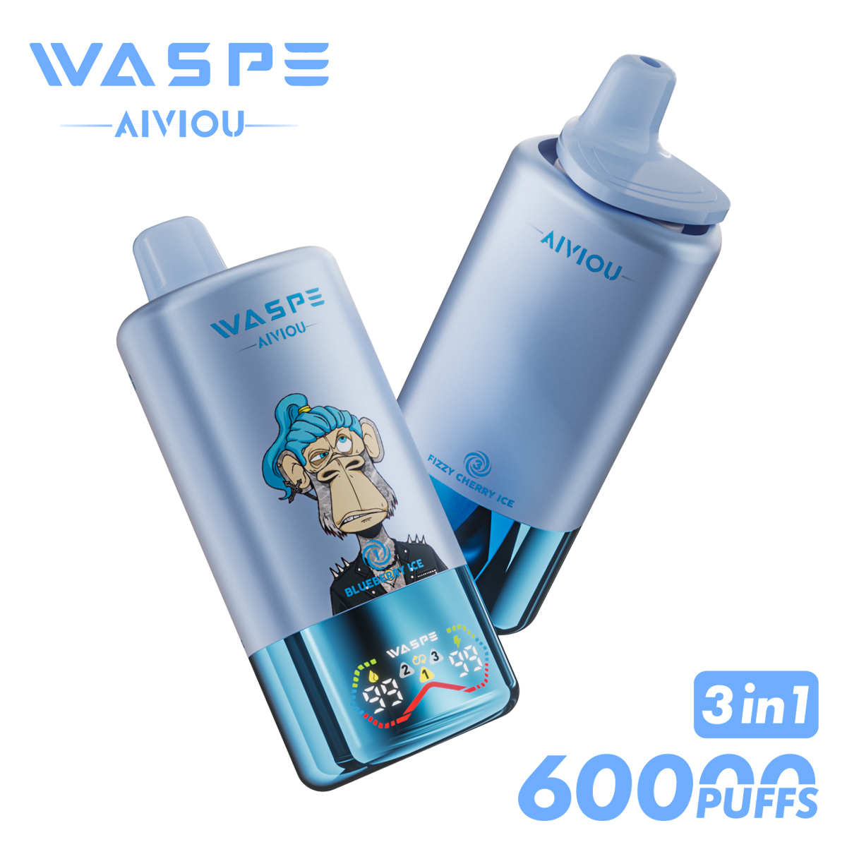 WASPE 60000 60k Puffs 3 in 1 Flavors Newest Original Rechargeable LED Display Disposable Vape - Image 3