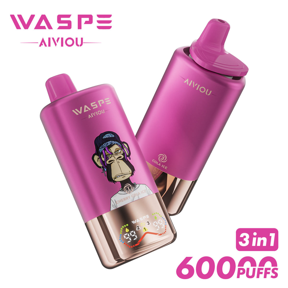 WASPE 60000 60k Puffs 3 in 1 Flavors Newest Original Rechargeable LED Display Disposable Vape - Image 13