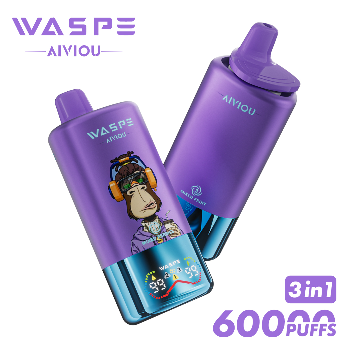 WASPE 60000 60k Puffs 3 in 1 Flavors Newest Original Rechargeable LED Display Disposable Vape - Image 11