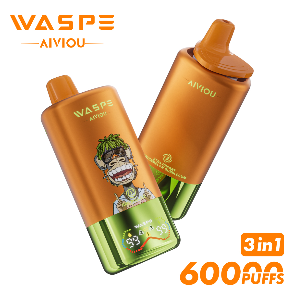WASPE 60000 60k Puffs 3 in 1 Flavors Newest Original Rechargeable LED Display Disposable Vape - Image 9