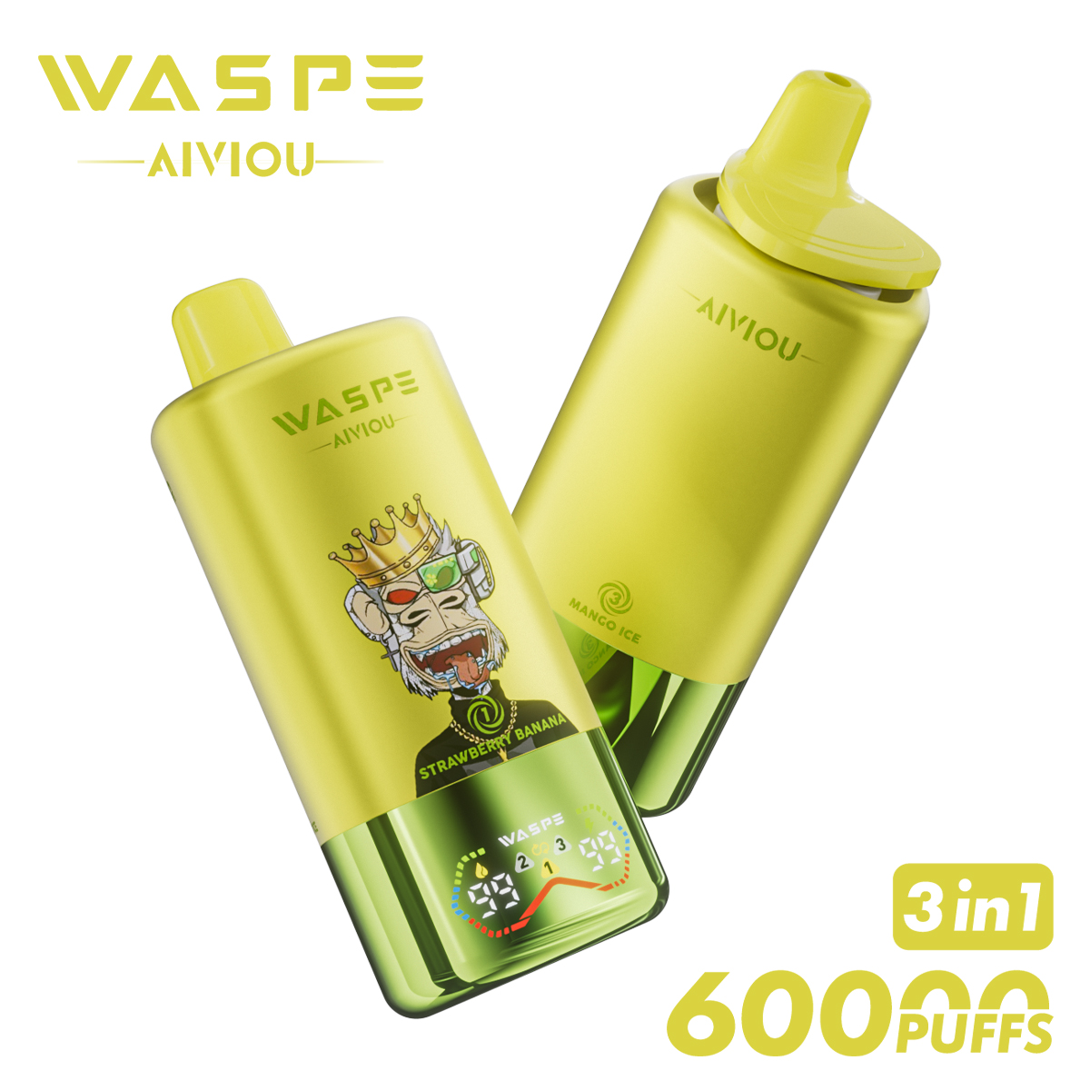 WASPE 60000 60k Puffs 3 in 1 Flavors Newest Original Rechargeable LED Display Disposable Vape - Image 8