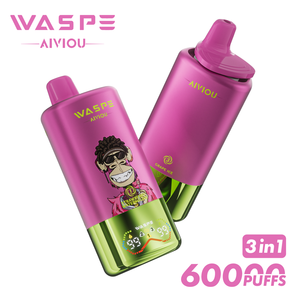 WASPE 60000 60k Puffs 3 in 1 Flavors Newest Original Rechargeable LED Display Disposable Vape - Image 6