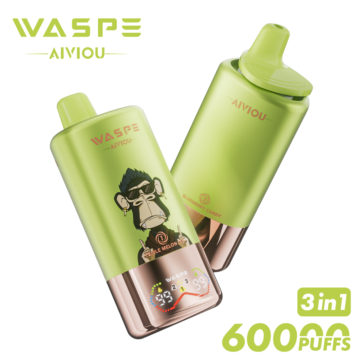 WASPE 60000 60k Puffs 3 in 1 Flavors Newest Original Rechargeable LED Display Disposable Vape - Image 5