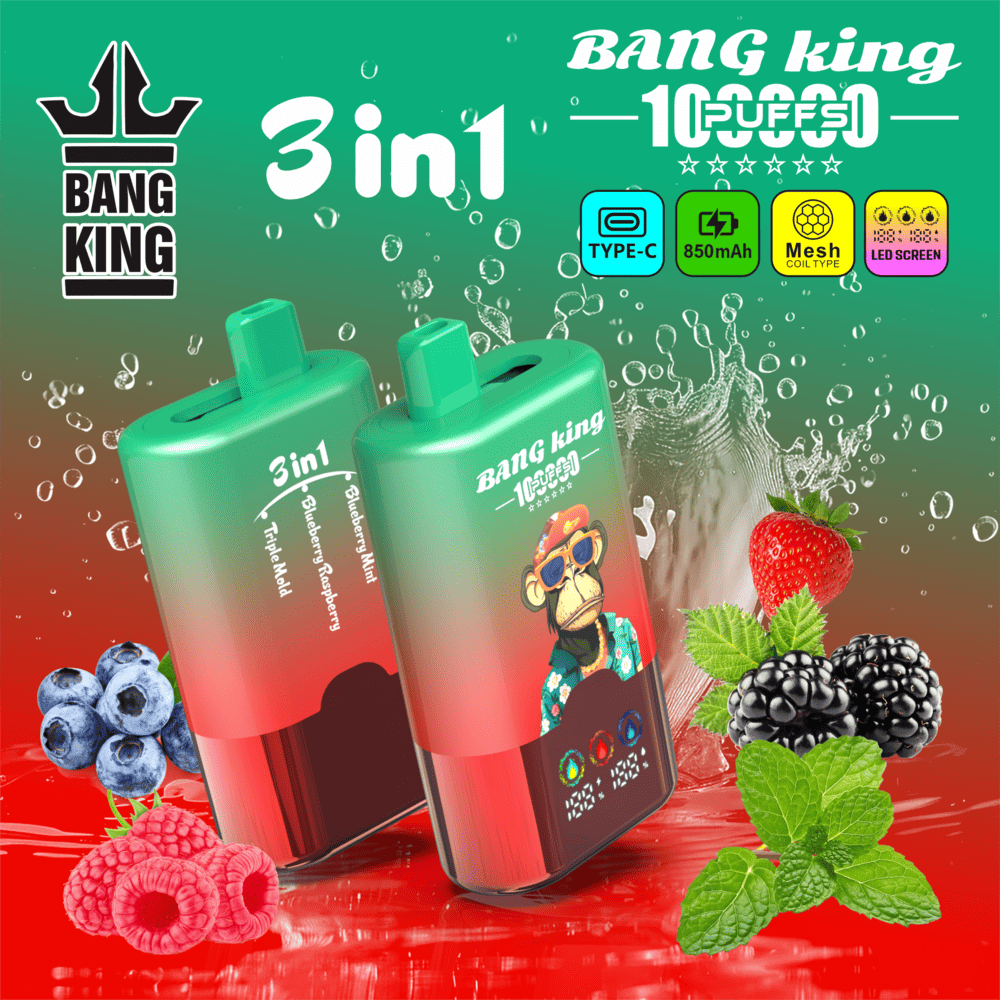 Bang King 100000 100K Puffs 3 In 1 Flavors Original Rechargeable LED Display Disposable Vape - Image 11