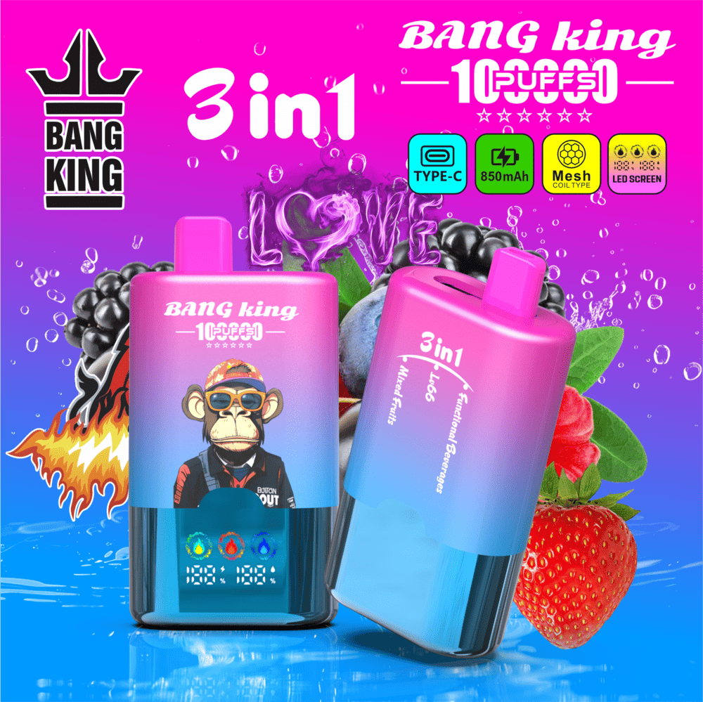 Bang King 100000 100K Puffs 3 In 1 Flavors Original Rechargeable LED Display Disposable Vape - Image 9