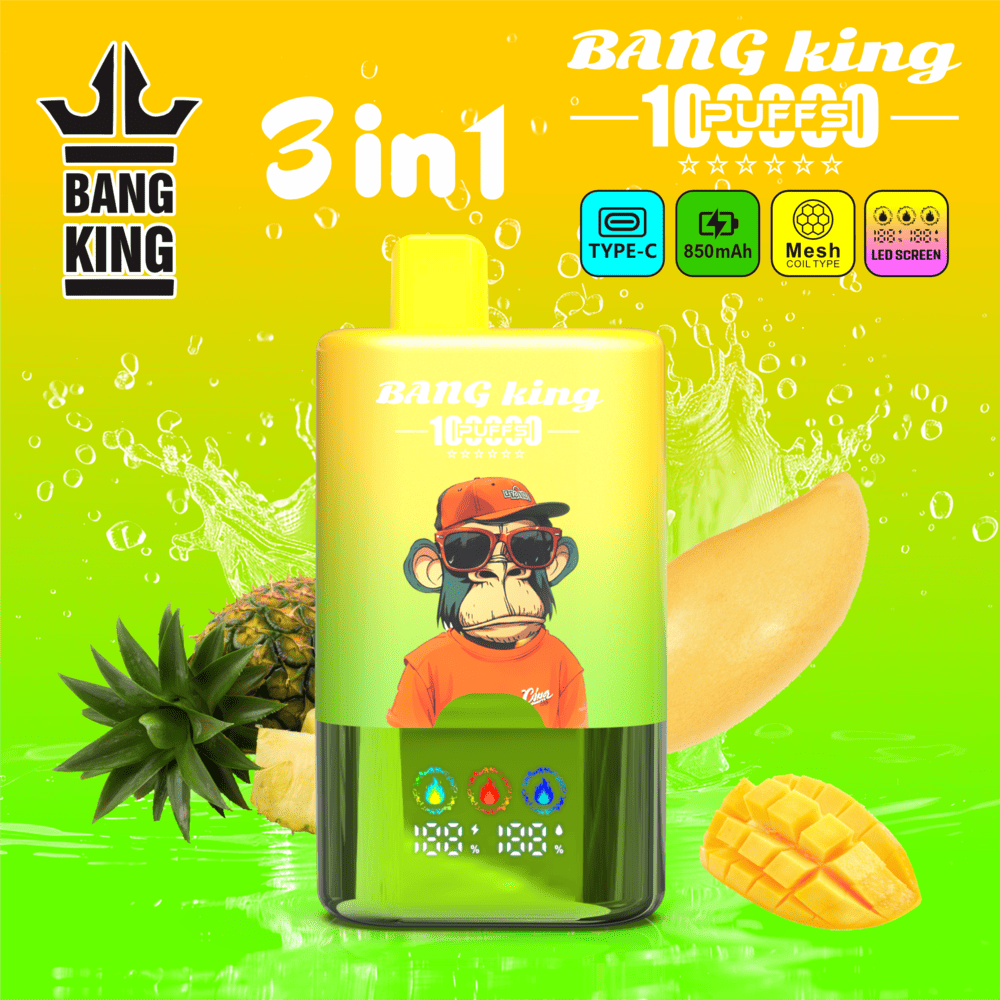 Bang King 100000 100K Puffs 3 In 1 Flavors Original Rechargeable LED Display Disposable Vape - Image 6