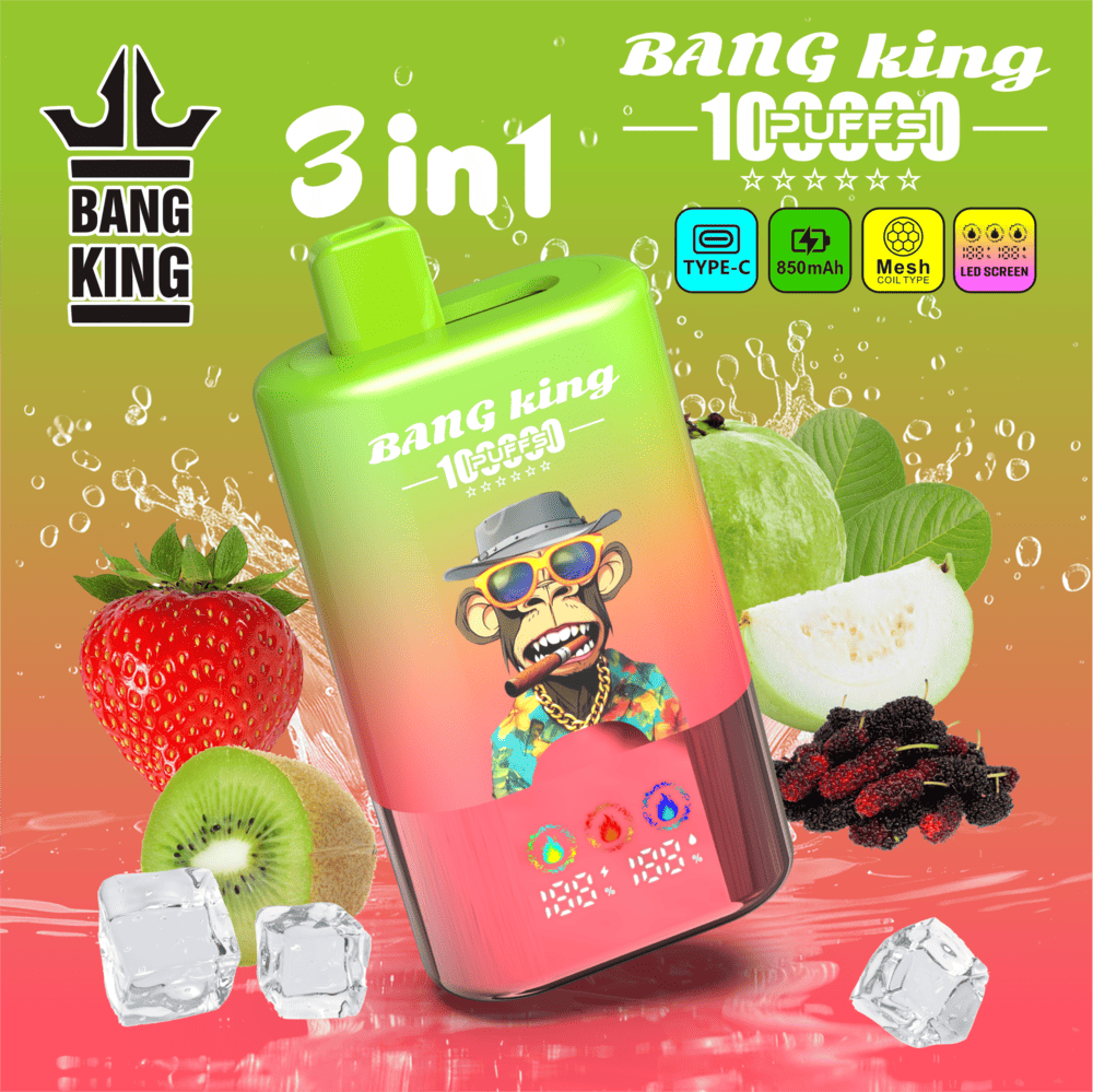 Bang King 100000 100K Puffs 3 In 1 Flavors Original Rechargeable LED Display Disposable Vape - Image 4