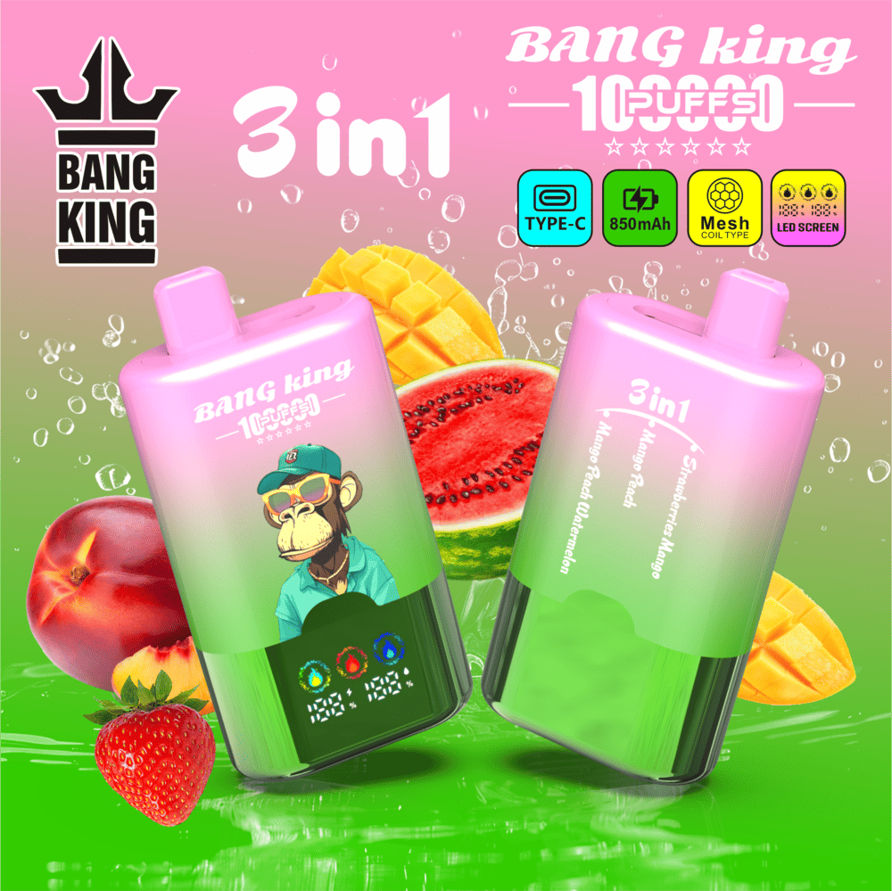 Bang King 100000 100K Puffs 3 In 1 Flavors Original Rechargeable LED Display Disposable Vape - Image 3