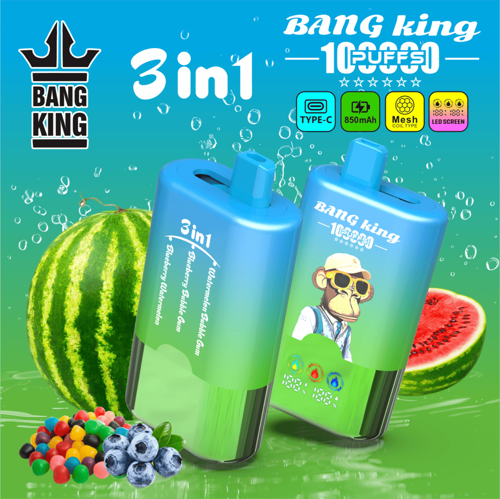 Bang King 100000 100K Puffs 3 In 1 Flavors Original Rechargeable LED Display Disposable Vape - Image 2