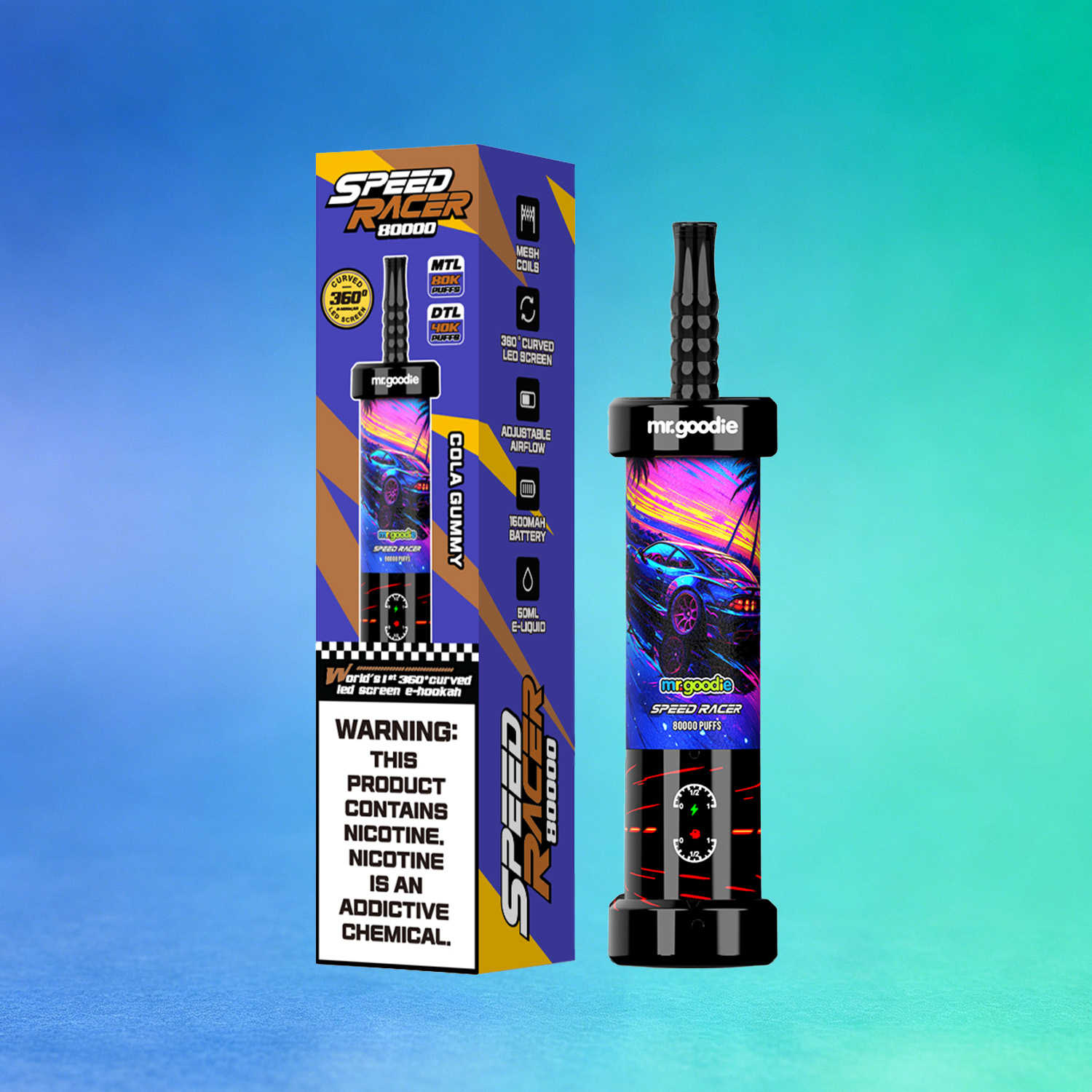 Mr. Goodie Speed Racer 80K 80000 Puffs Disposable Vape Dual Mode Rechargeable LED Display E-Cigarette - Image 9