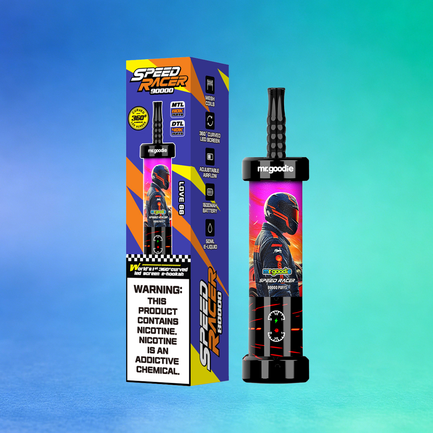 Mr. Goodie Speed Racer 80K 80000 Puffs Disposable Vape Dual Mode Rechargeable LED Display E-Cigarette - Image 5