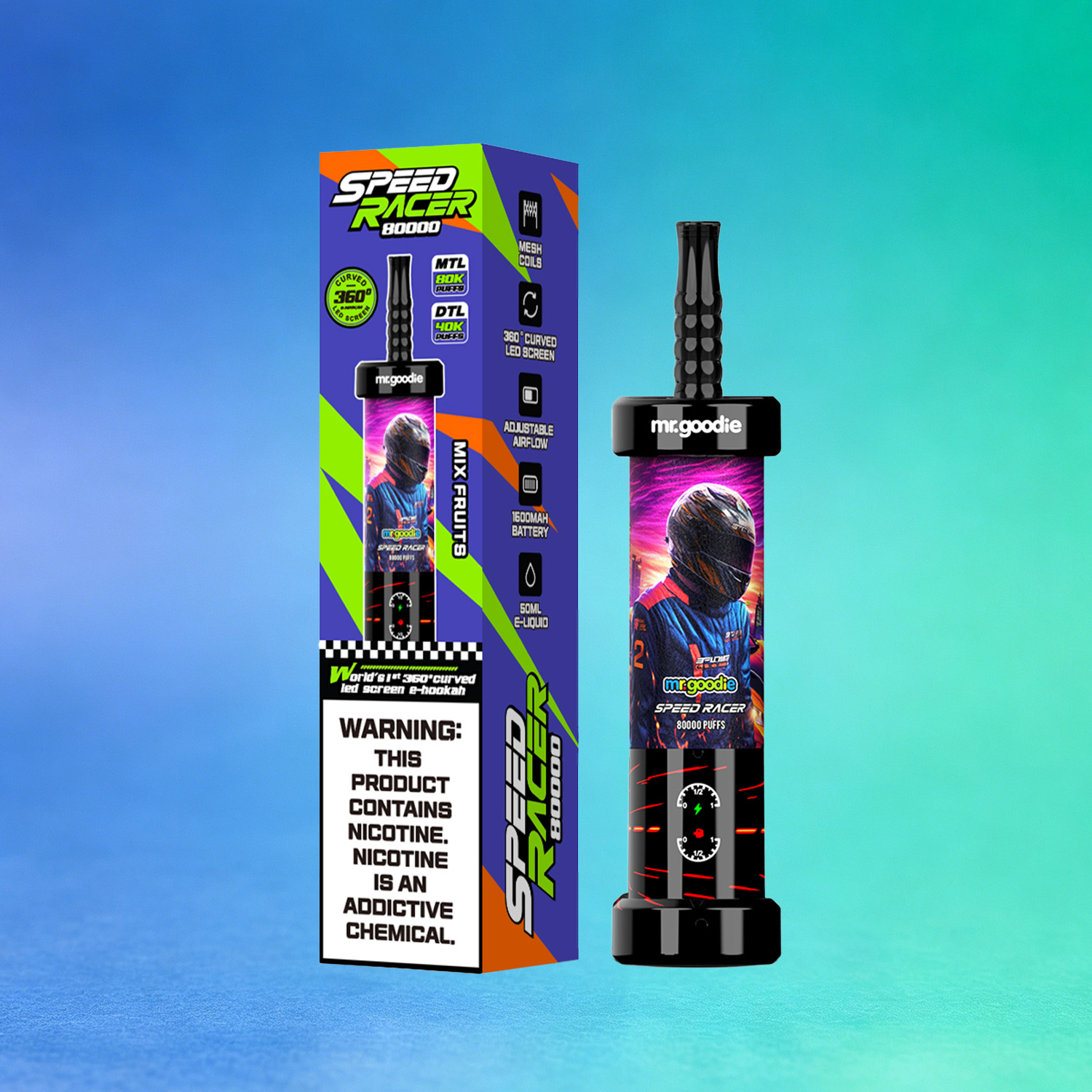 Mr. Goodie Speed Racer 80K 80000 Puffs Disposable Vape Dual Mode Rechargeable LED Display E-Cigarette - Image 4