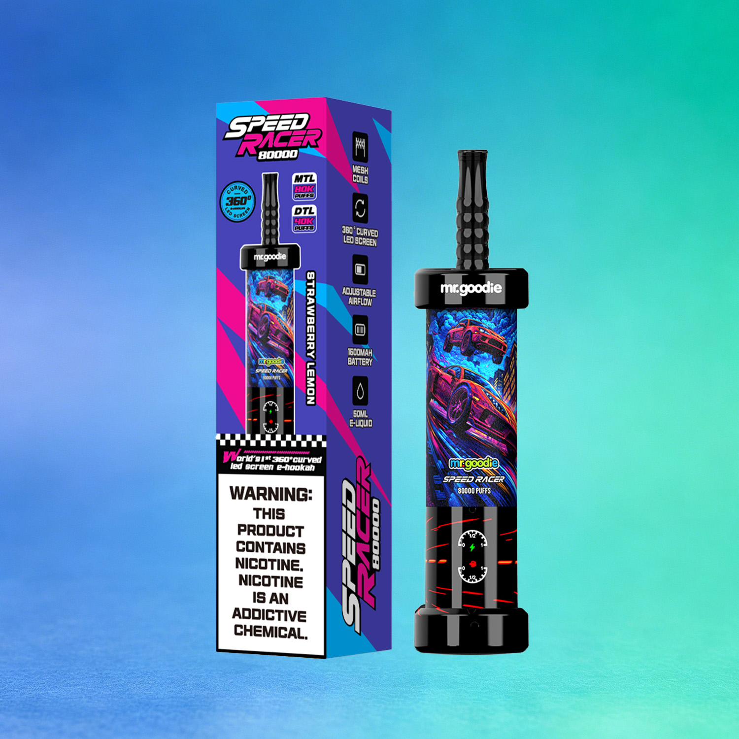 Mr. Goodie Speed Racer 80K 80000 Puffs Disposable Vape Dual Mode Rechargeable LED Display E-Cigarette - Image 3