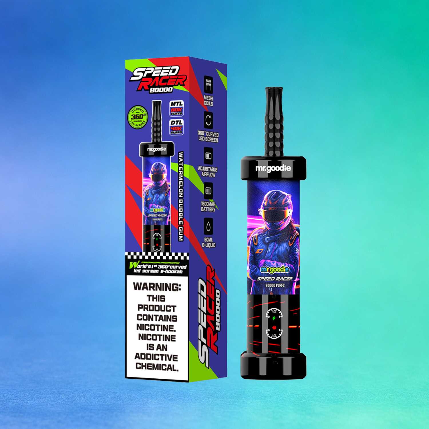 Mr. Goodie Speed Racer 80K 80000 Puffs Disposable Vape Dual Mode Rechargeable LED Display E-Cigarette - Image 2