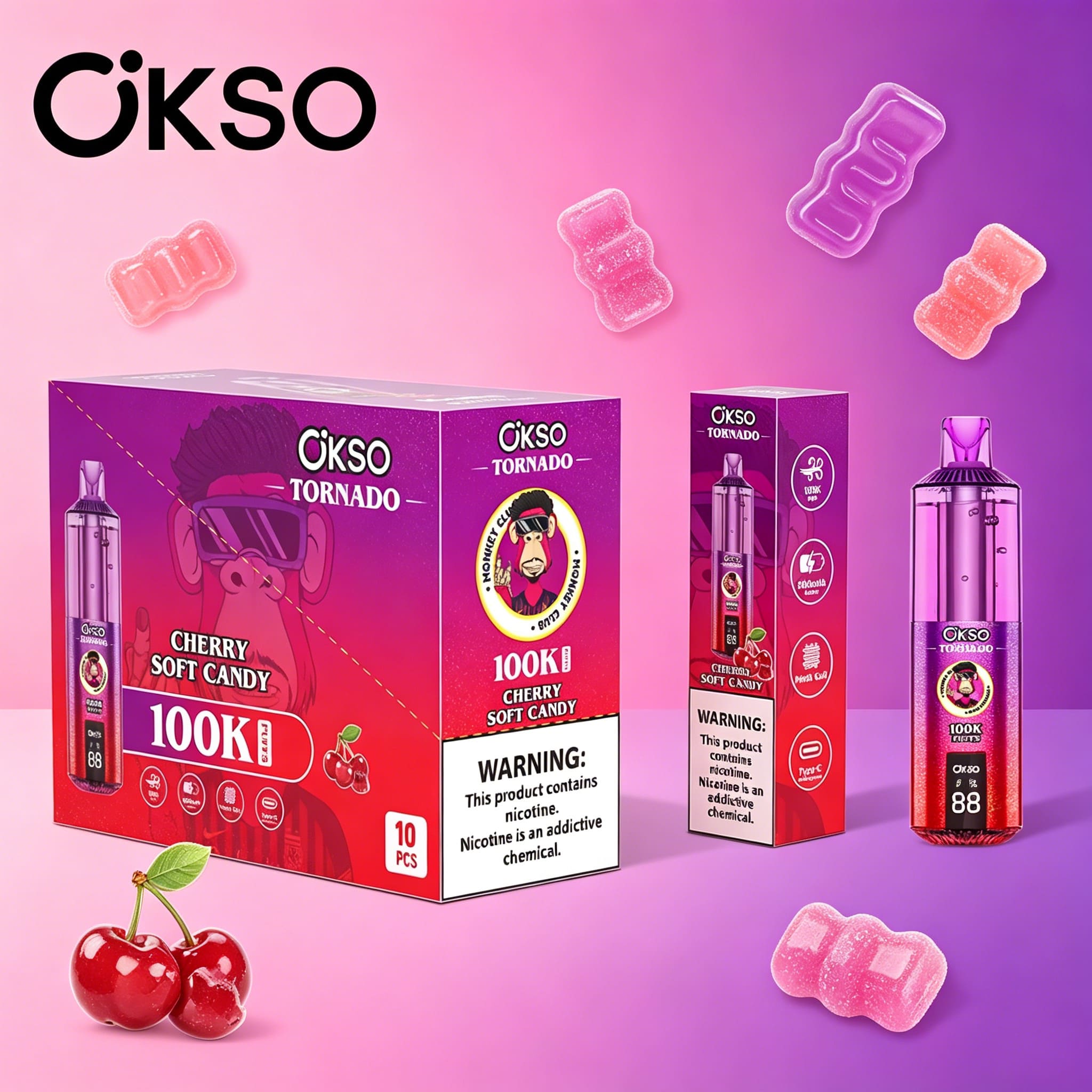 OKSO Tornado 100K 100000 Puffs RGB LED Rechargeable Original Visual Oil Vape - Image 3