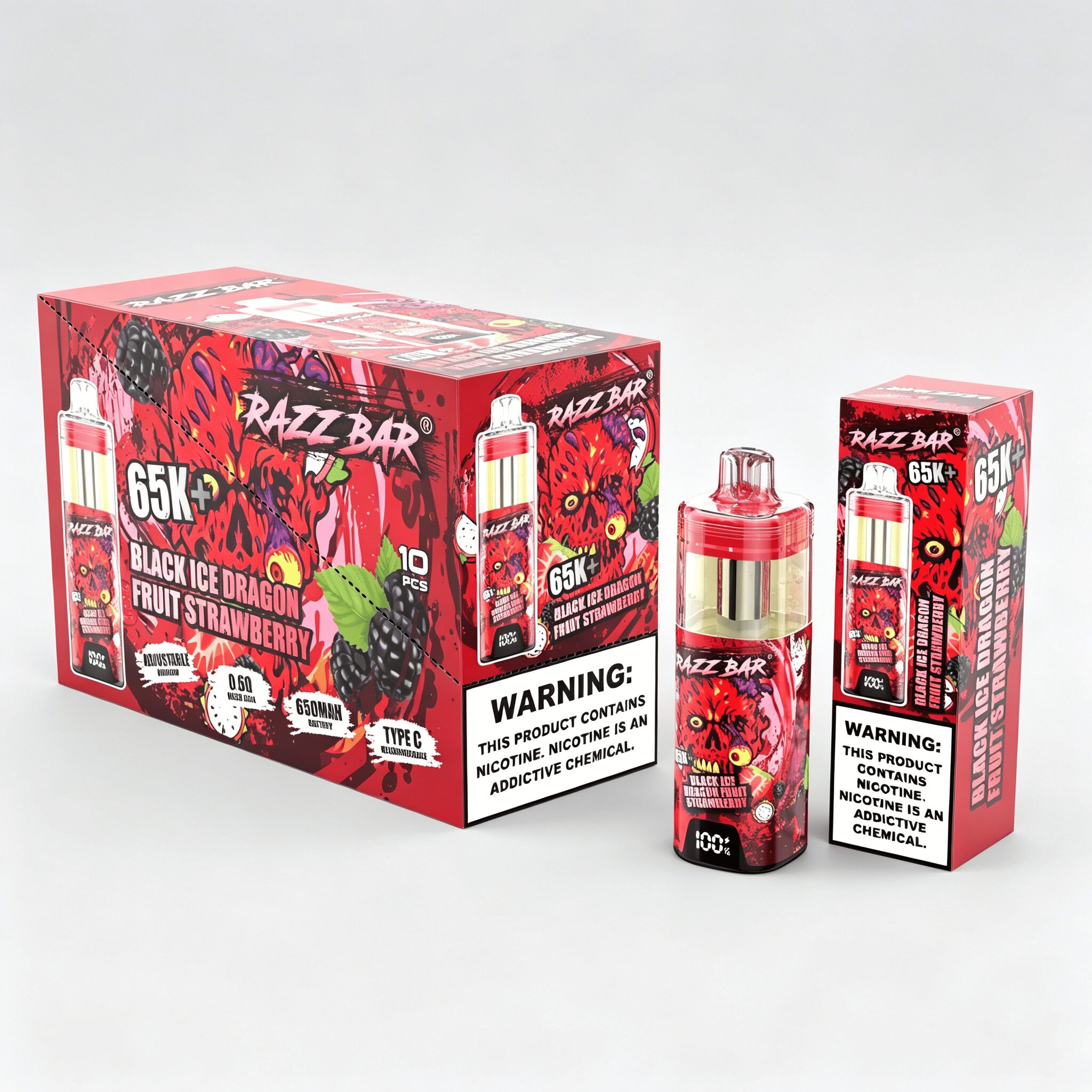 Razz Bar 65000 65K+ Puffs Disposable Vape | High Capacity Rechargeable Vape with Adjustable Airflow - Image 2