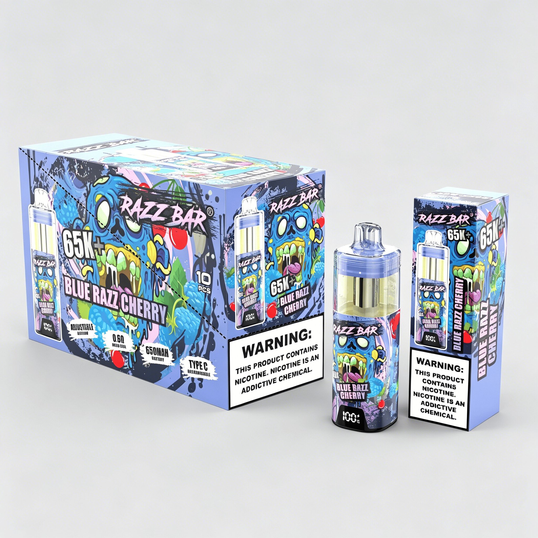 Razz Bar 65000 65K+ Puffs Disposable Vape | High Capacity Rechargeable Vape with Adjustable Airflow - Image 16