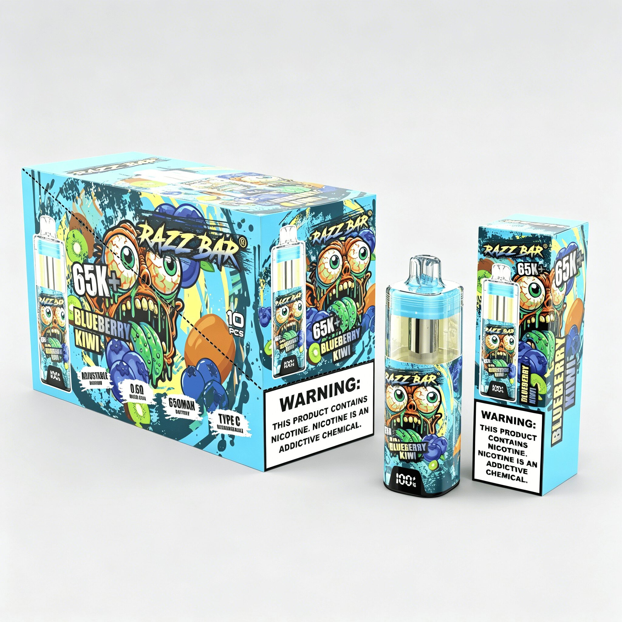 Razz Bar 65000 65K+ Puffs Disposable Vape | High Capacity Rechargeable Vape with Adjustable Airflow - Image 14