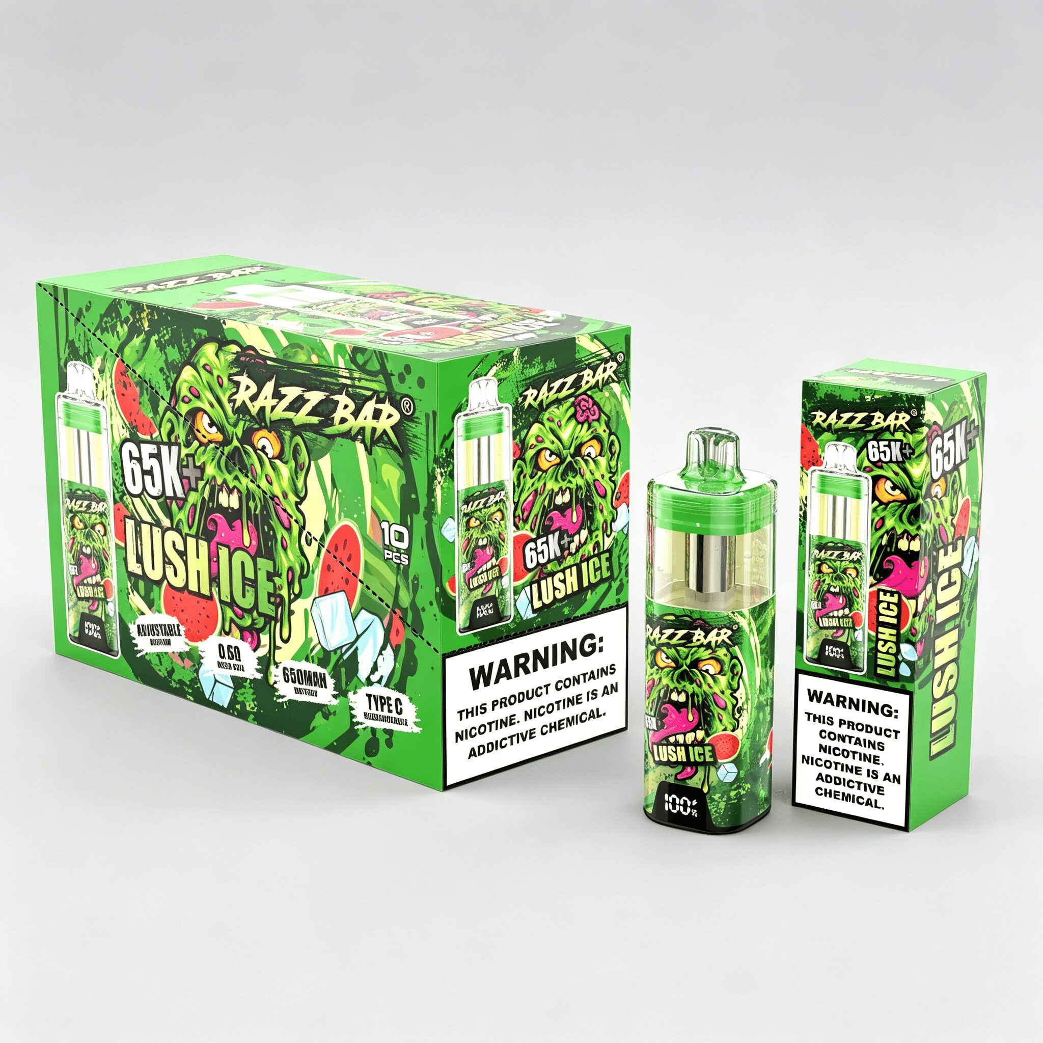 Razz Bar 65000 65K+ Puffs Disposable Vape | High Capacity Rechargeable Vape with Adjustable Airflow - Image 12