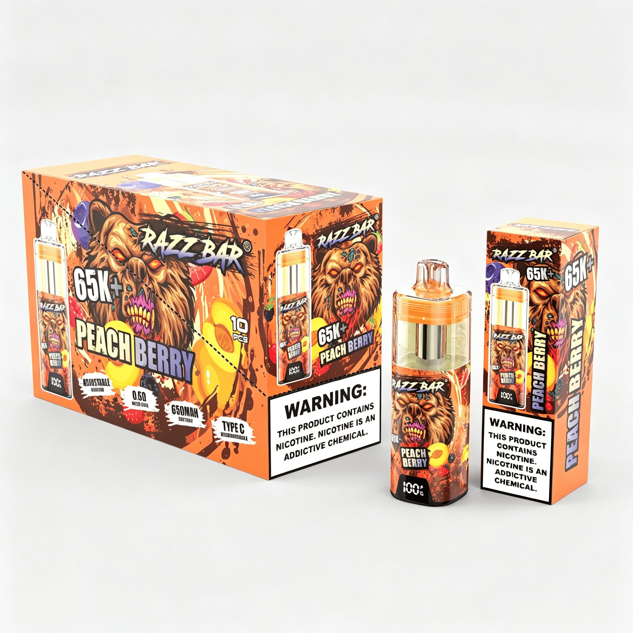 Razz Bar 65000 65K+ Puffs Disposable Vape | High Capacity Rechargeable Vape with Adjustable Airflow - Image 11