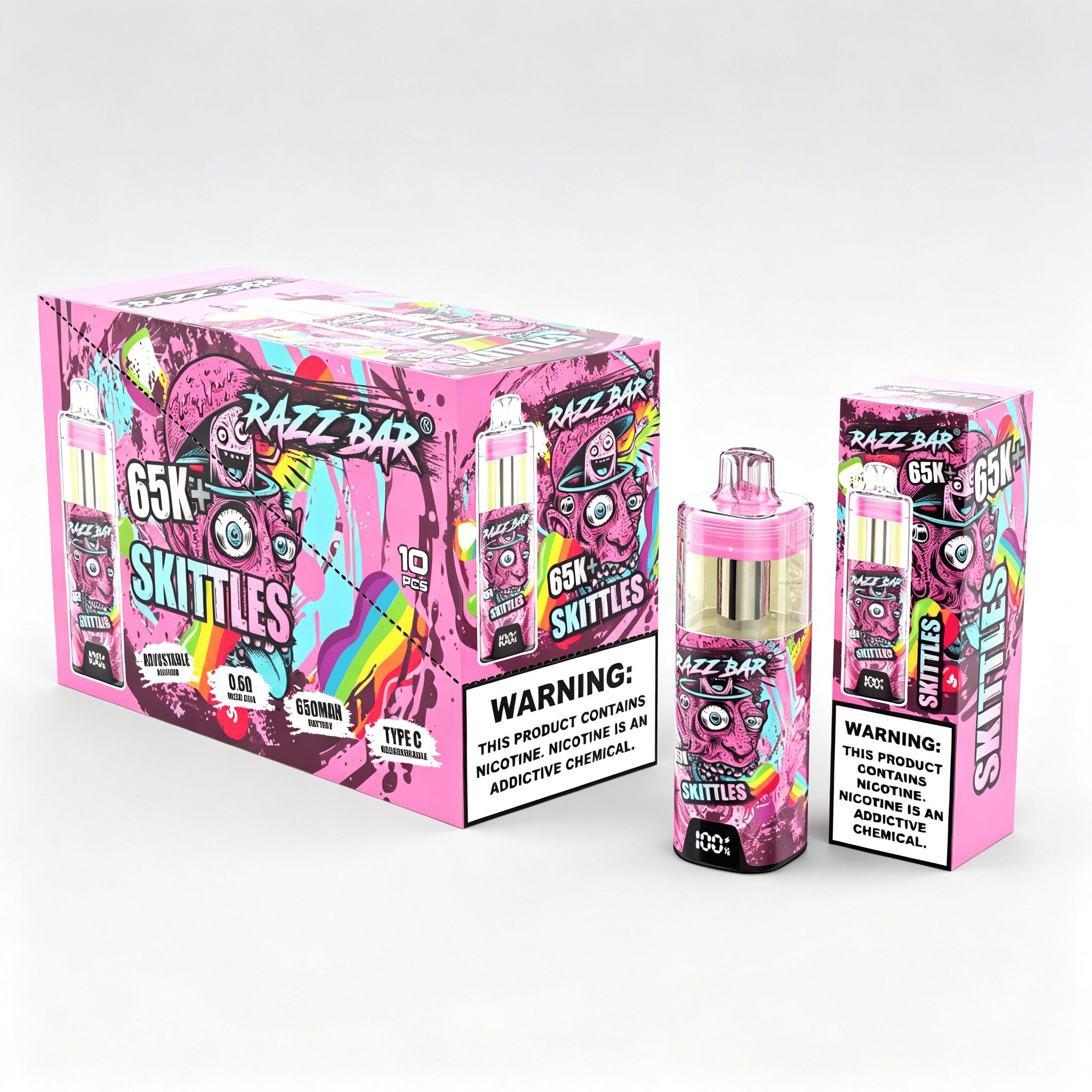 Razz Bar 65000 65K+ Puffs Disposable Vape | High Capacity Rechargeable Vape with Adjustable Airflow - Image 8