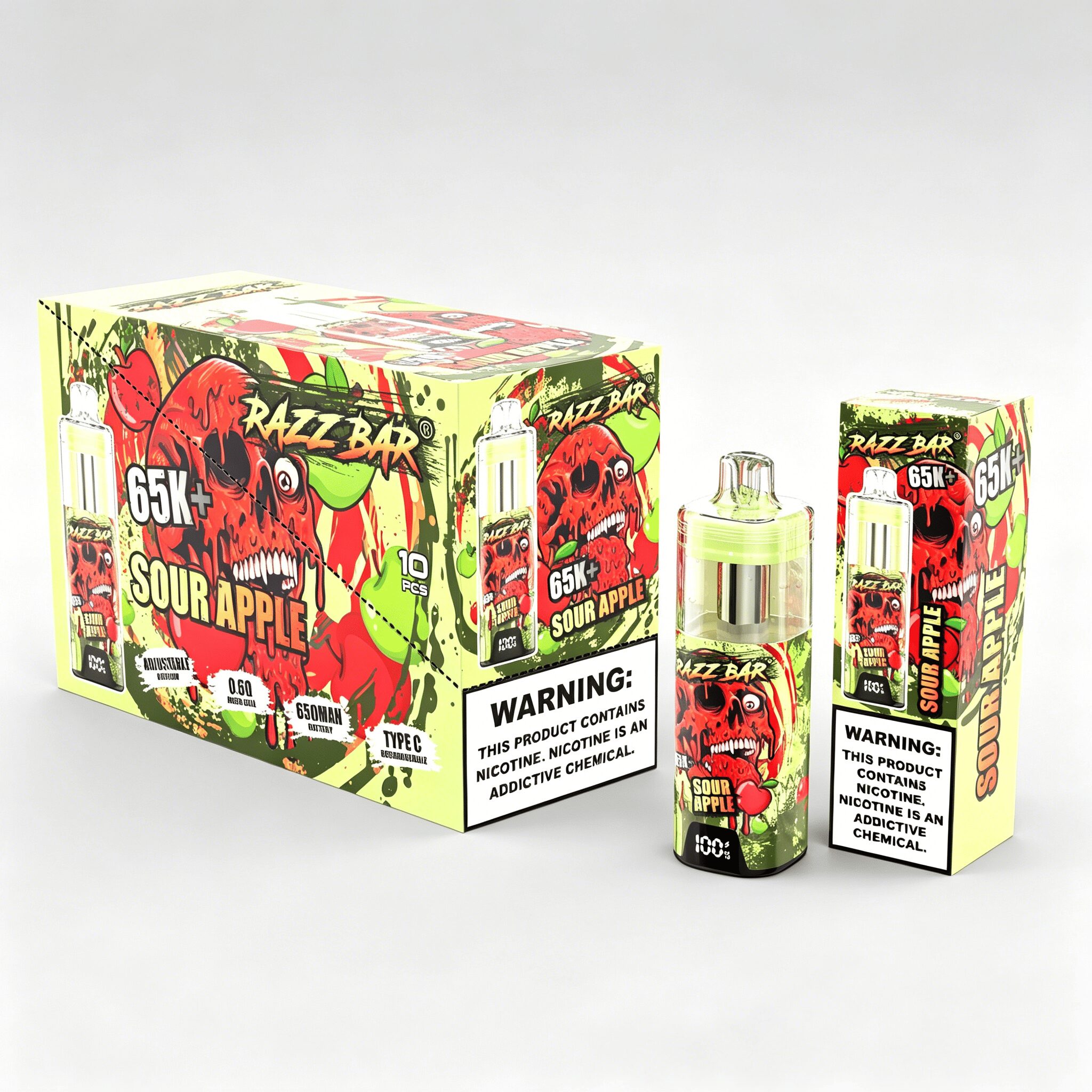 Razz Bar 65000 65K+ Puffs Disposable Vape | High Capacity Rechargeable Vape with Adjustable Airflow - Image 7