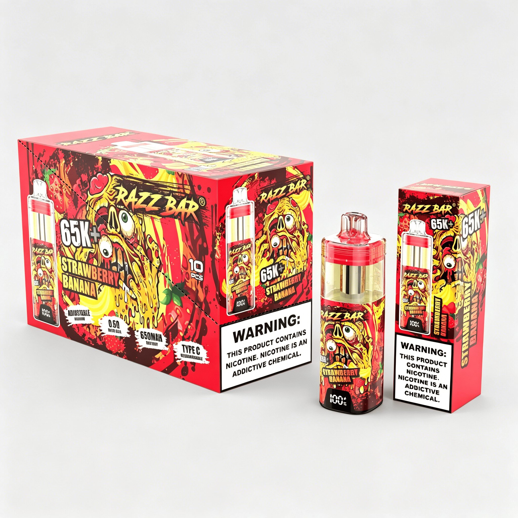 Razz Bar 65000 65K+ Puffs Disposable Vape | High Capacity Rechargeable Vape with Adjustable Airflow - Image 6