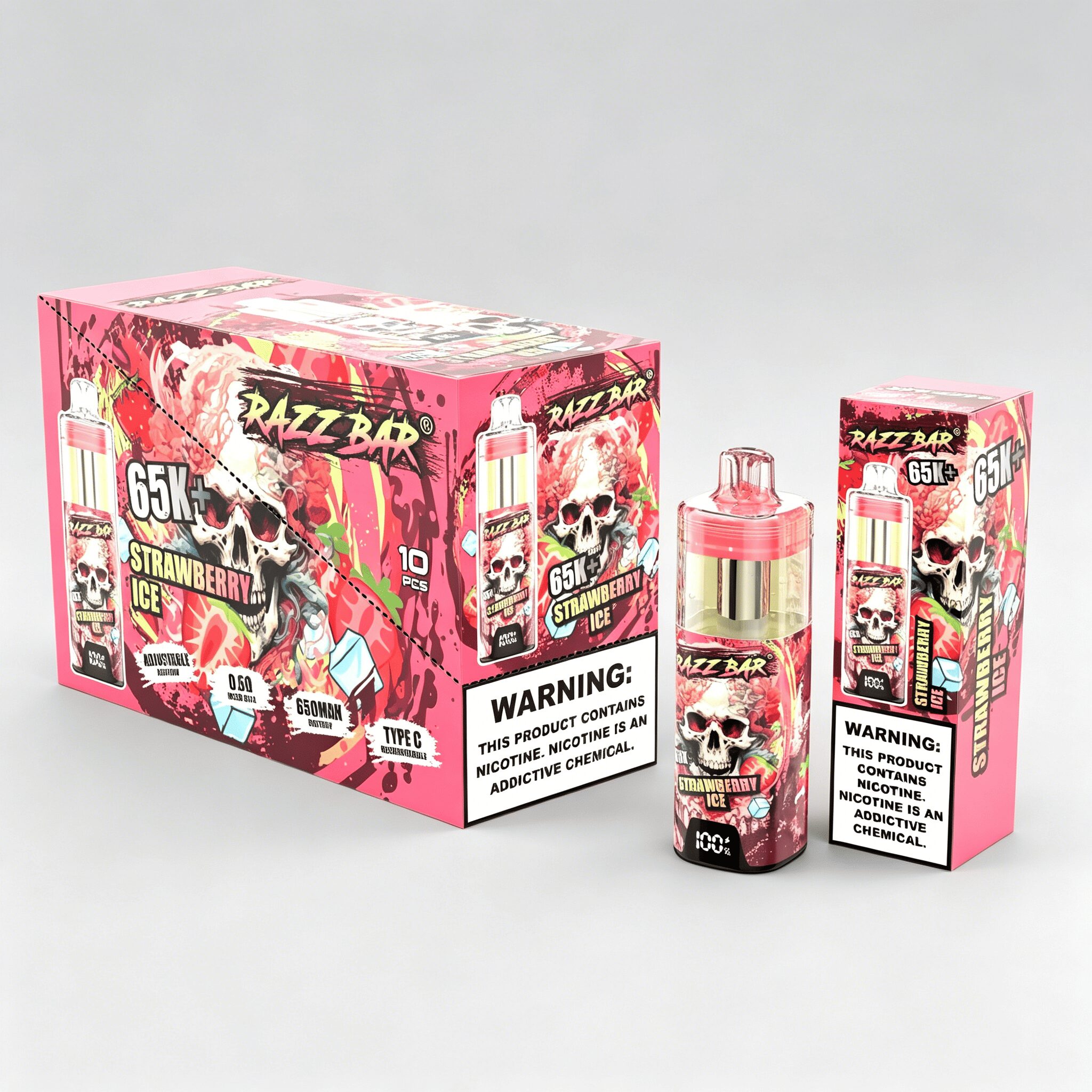 Razz Bar 65000 65K+ Puffs Disposable Vape | High Capacity Rechargeable Vape with Adjustable Airflow - Image 5