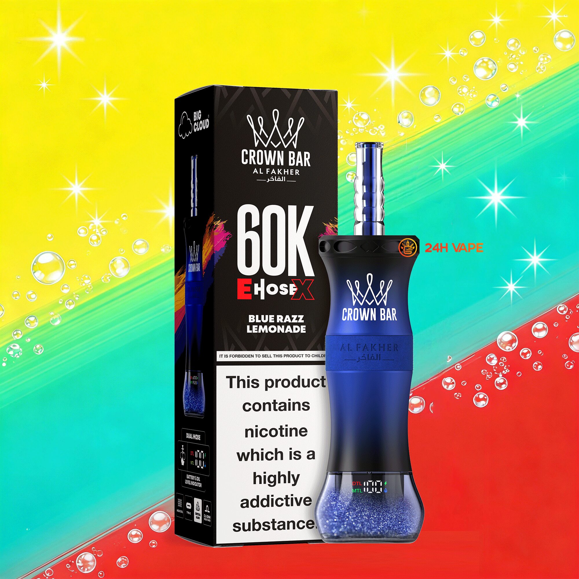 Al Fakher Crown Bar E-Hose X 60k 60000 Puffs Dual Mode LCD Display Disposable Vape Pen EU Warehouse - Image 8