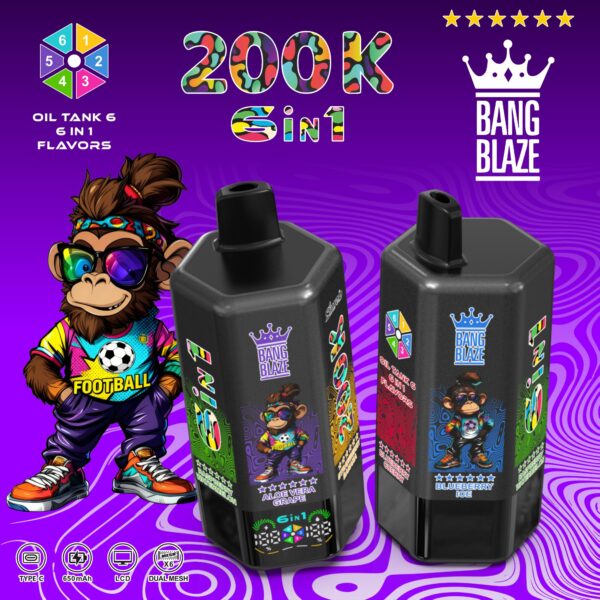 Bang Blaze 200K – Geschmacksrichtungen: Blueberry Ice / Himbeere-Wassermelone / Aloe Vera-Traube / Erdbeere-Banane / Love 66 / Blaubeere-Kirsche